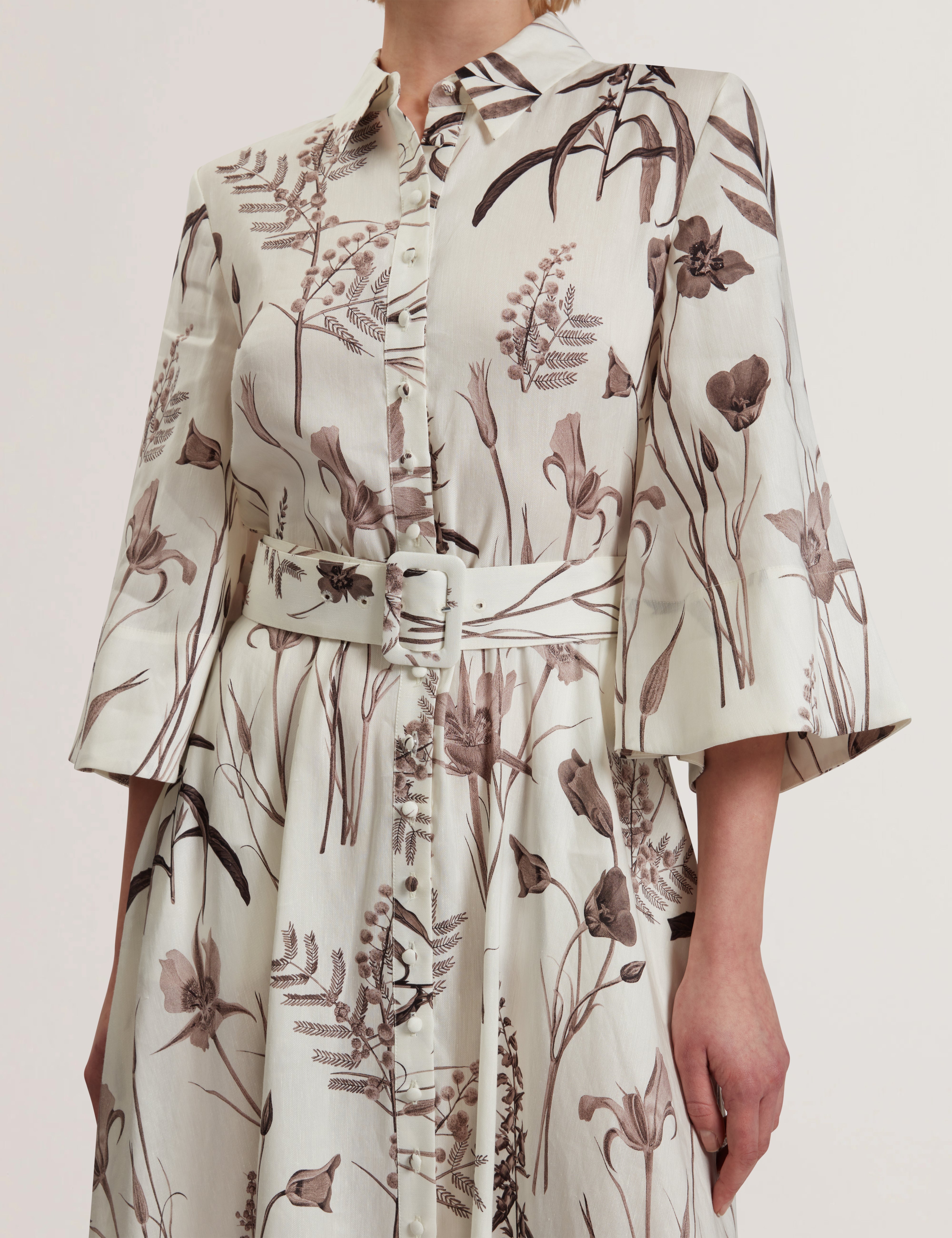 ted baker linen dress Floral Sleeveless Linen Fit & Flare Dress (Women)