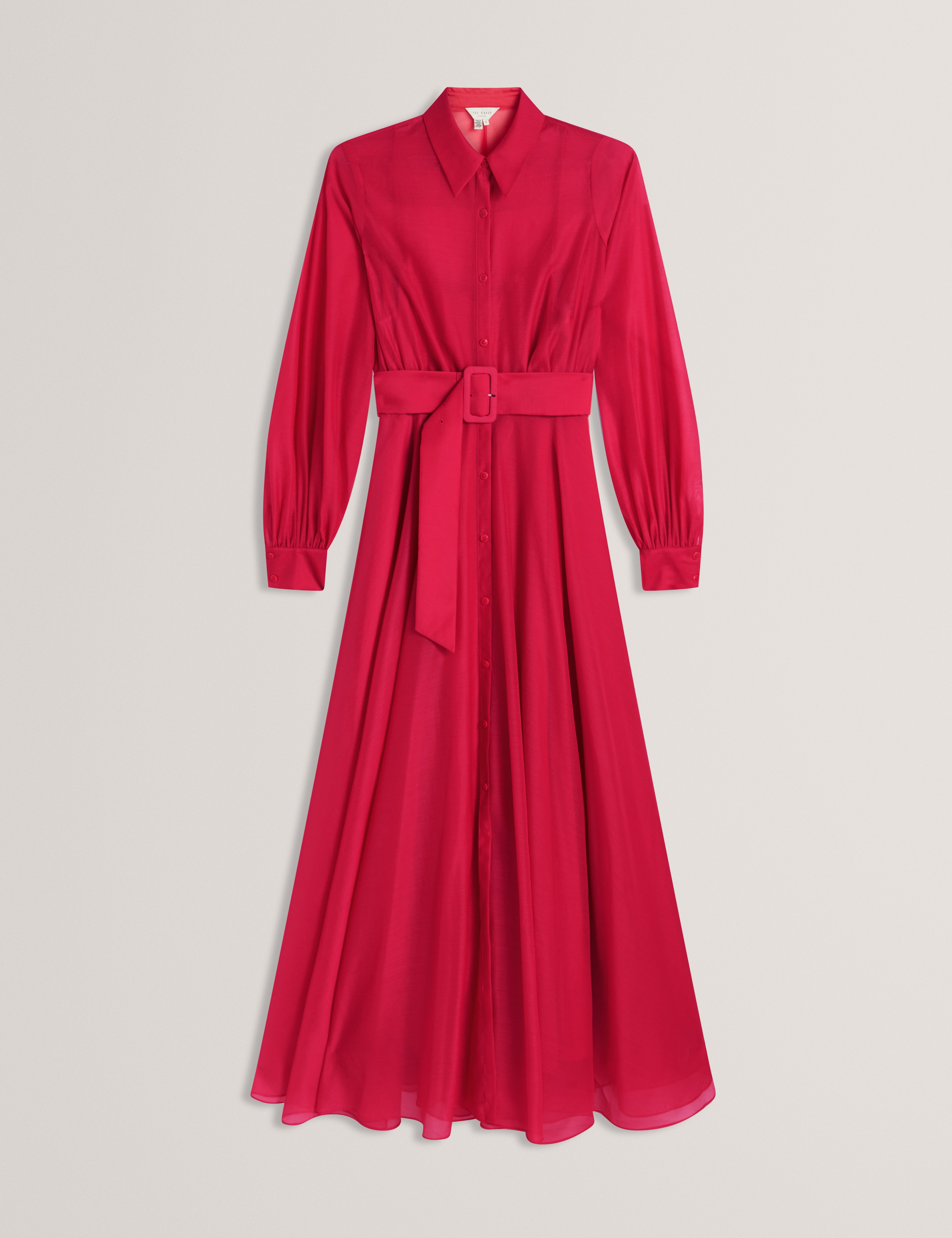 Malzia Corsage Detail Organza Maxi Dress Fuchsia