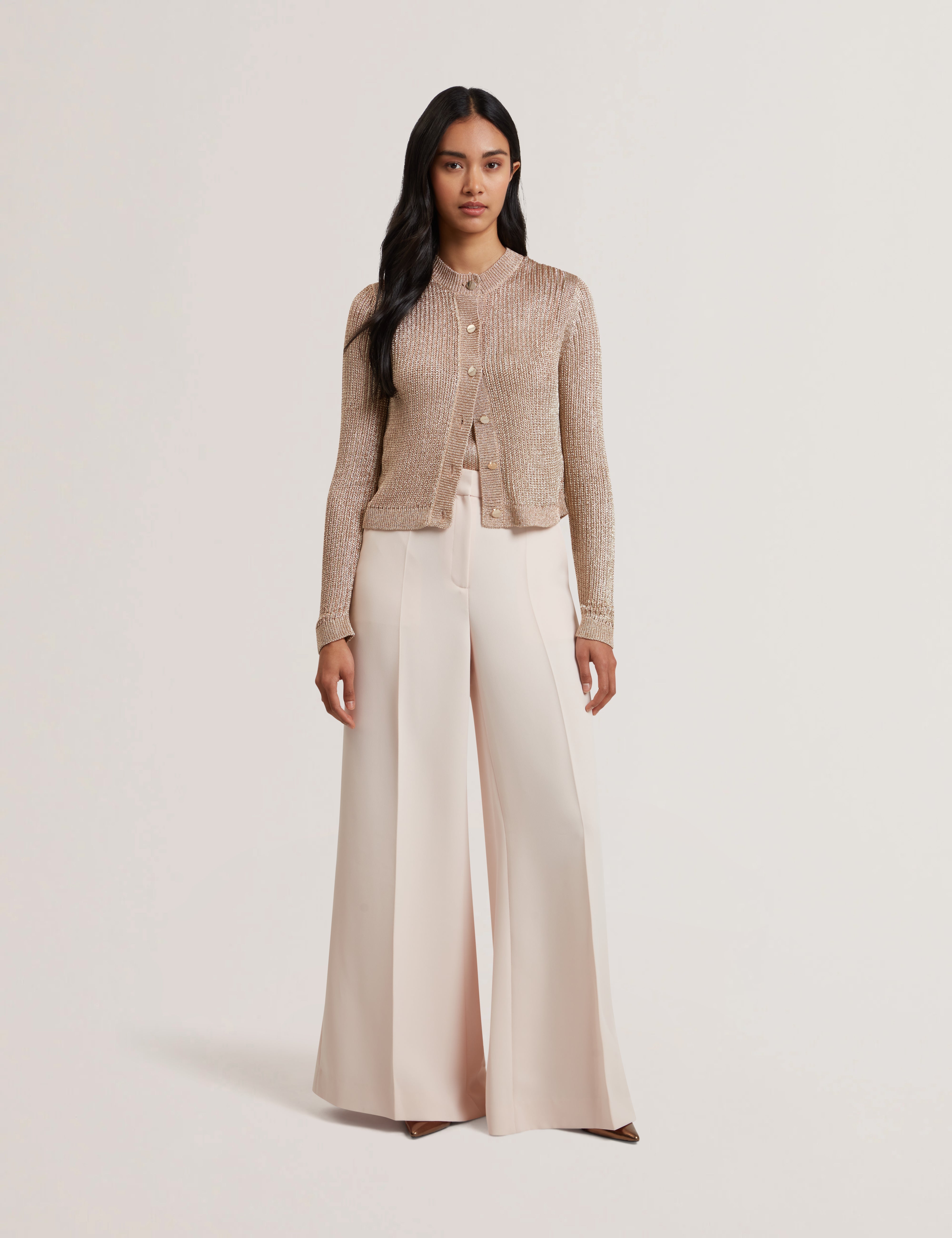 Manya Chainmail Knitted Cardigan Gold