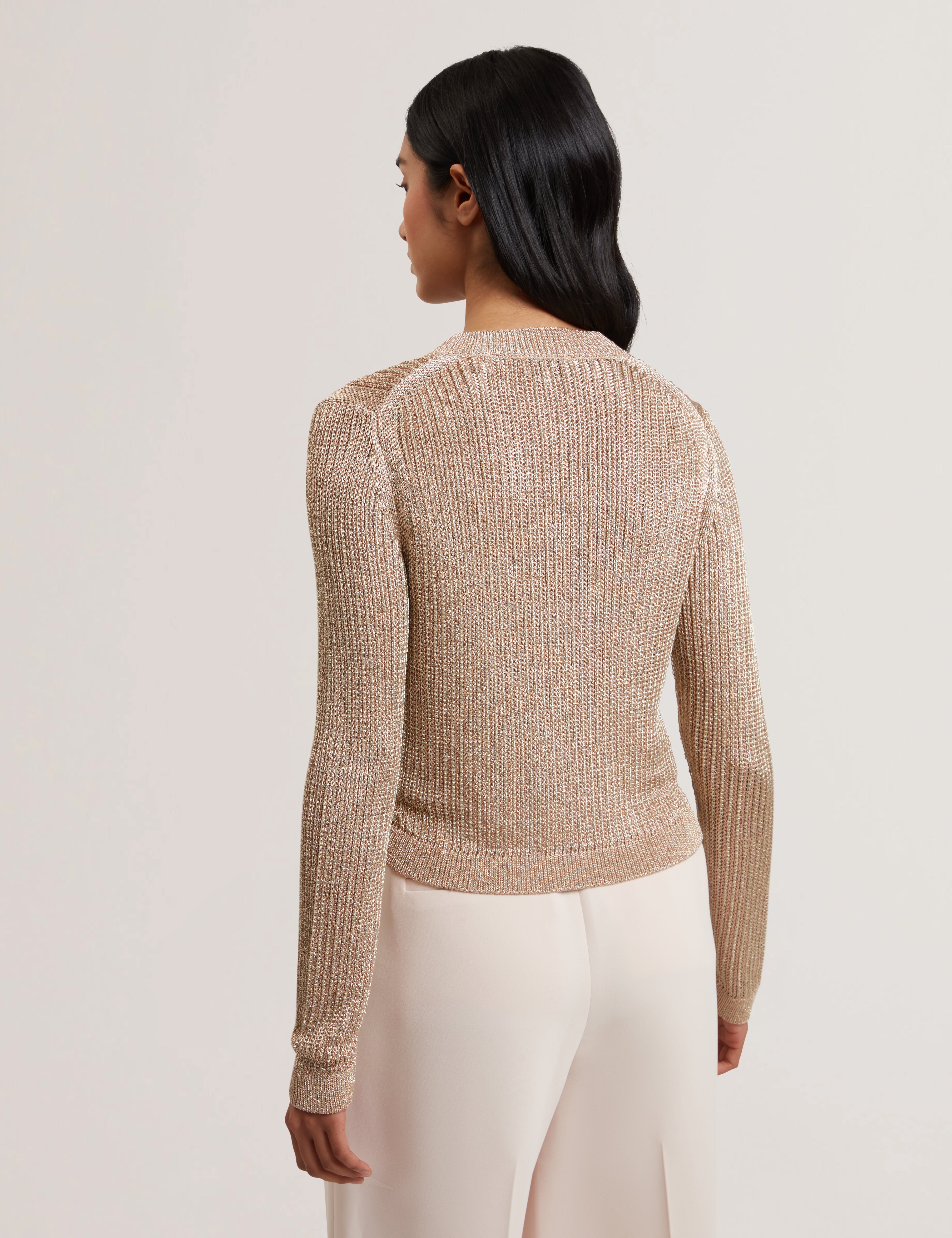 Manya Chainmail Knitted Cardigan Gold