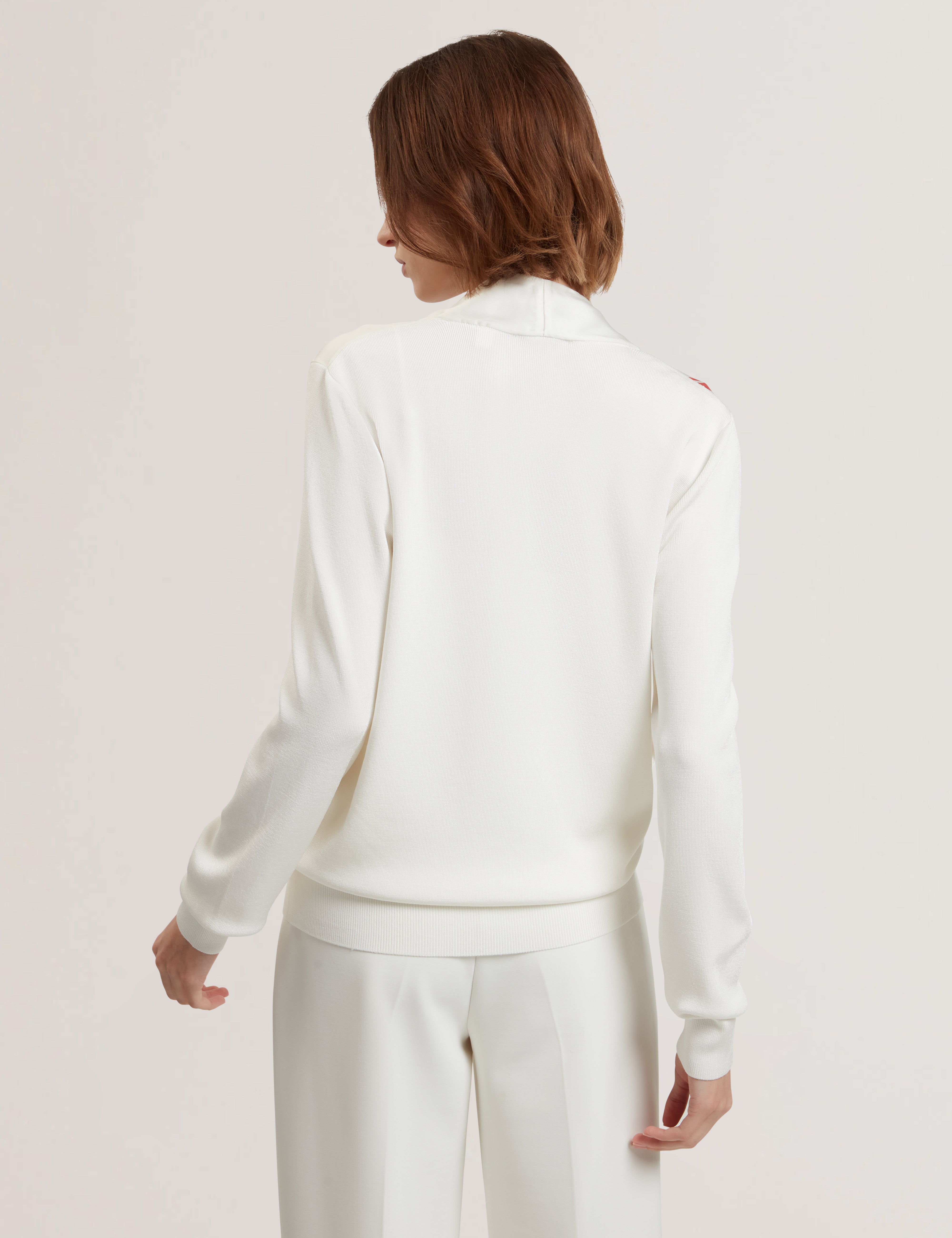 Matiina Printed Woven Front Zipped Cardigan Ivory