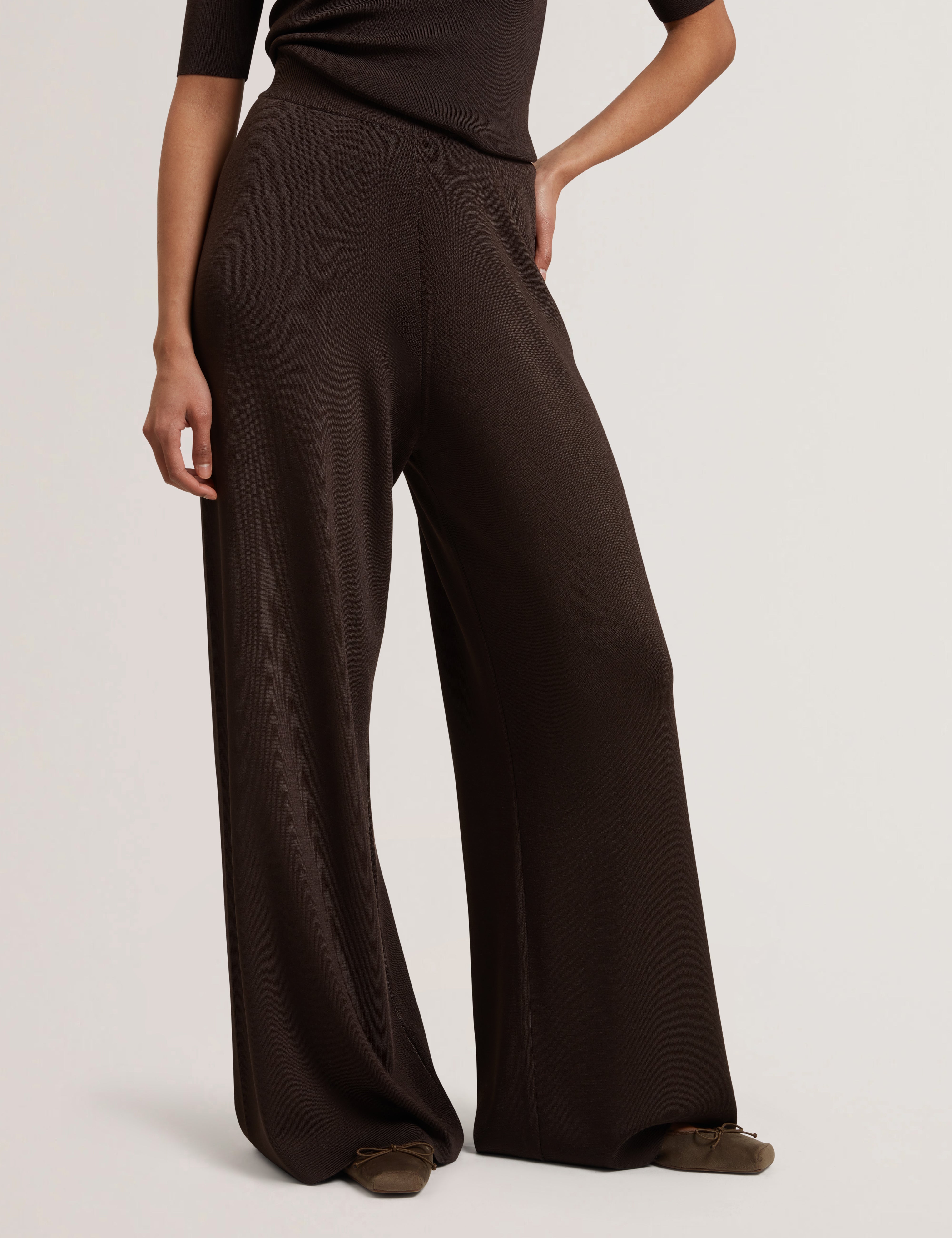 Matilli Wide Leg Knit Trouser Dk-Brown