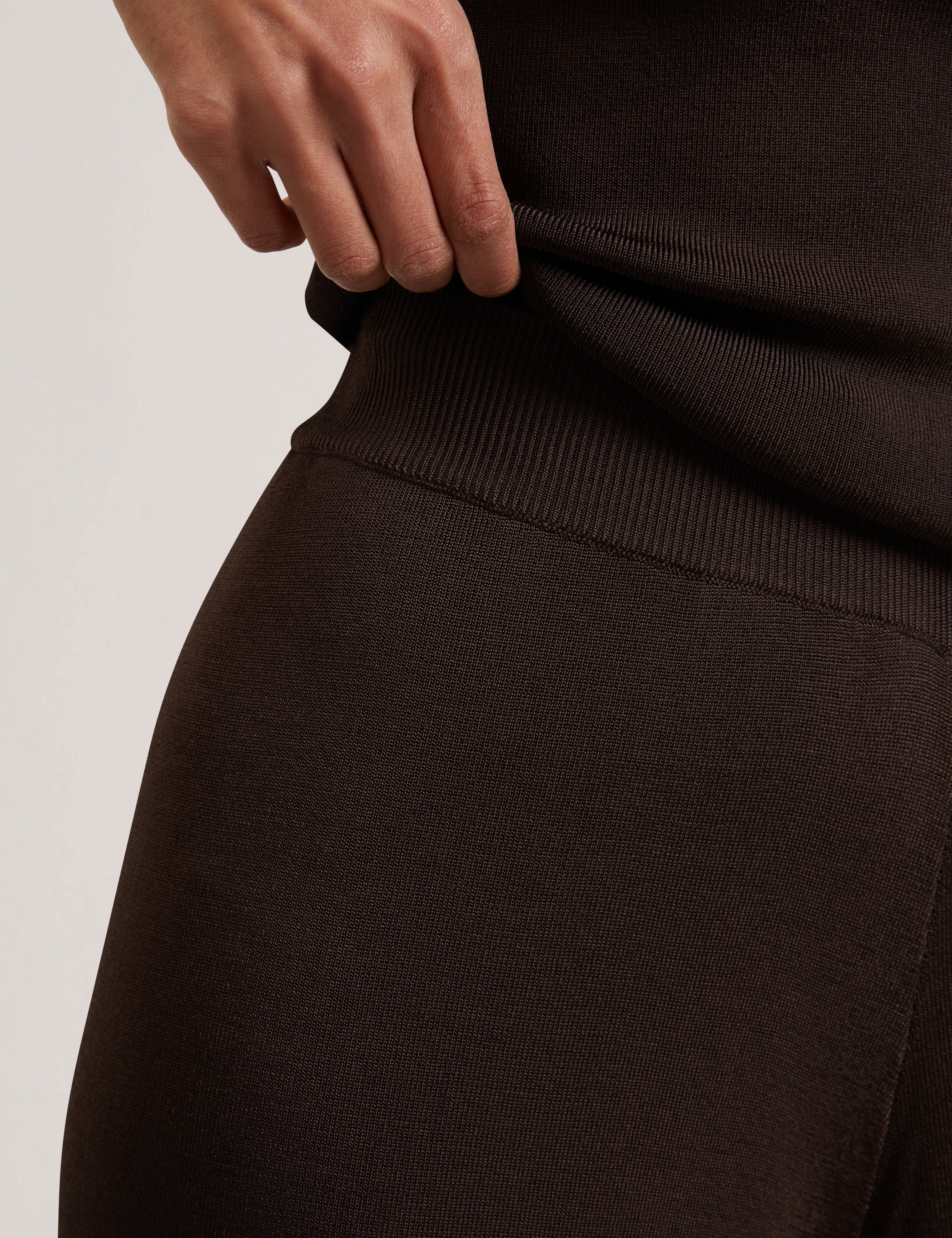 Matilli Wide Leg Knit Trouser Dk-Brown