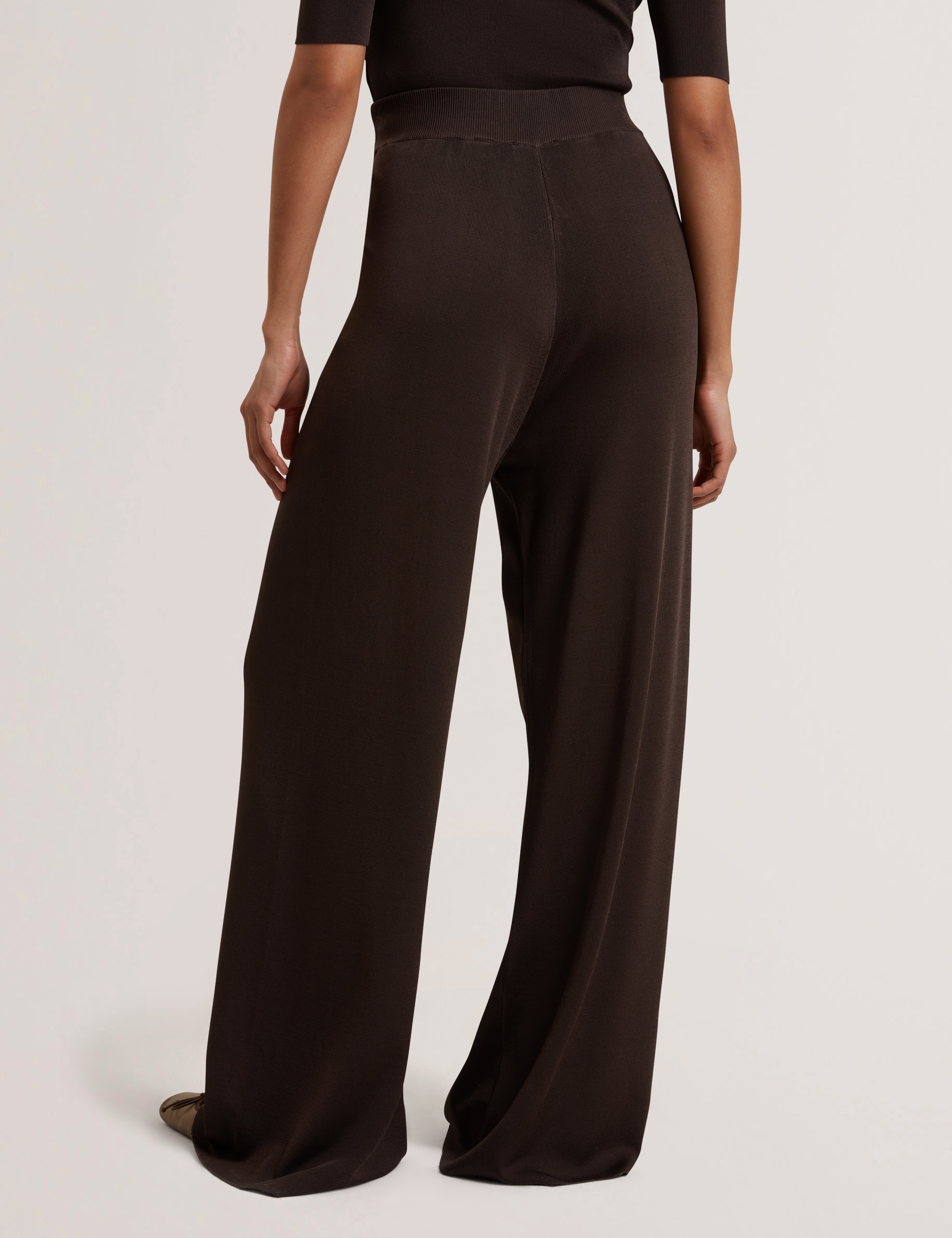 Matilli Wide Leg Knit Trouser Dk-Brown