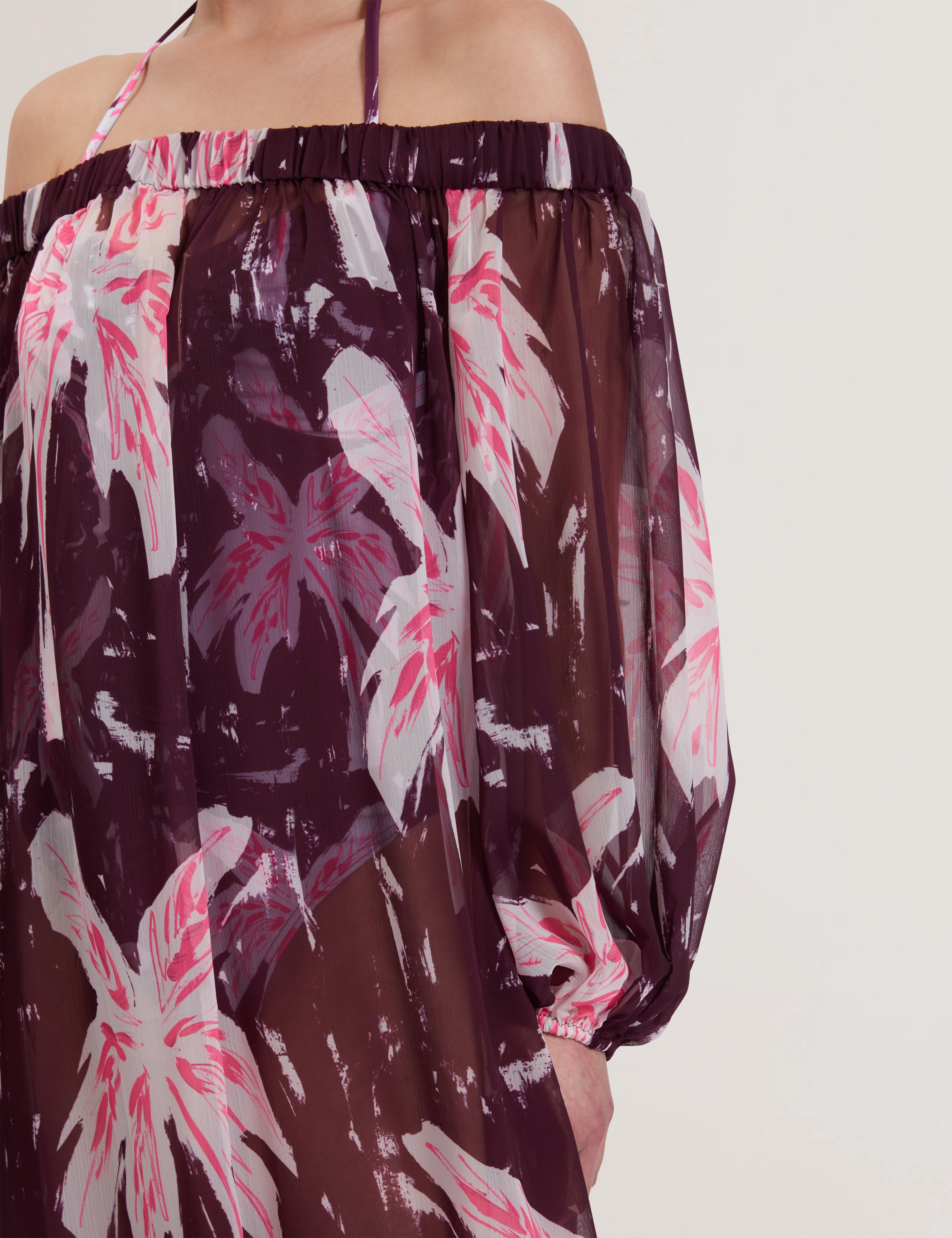 Montaya Printed Bardot Maxi Cover Up Maroon