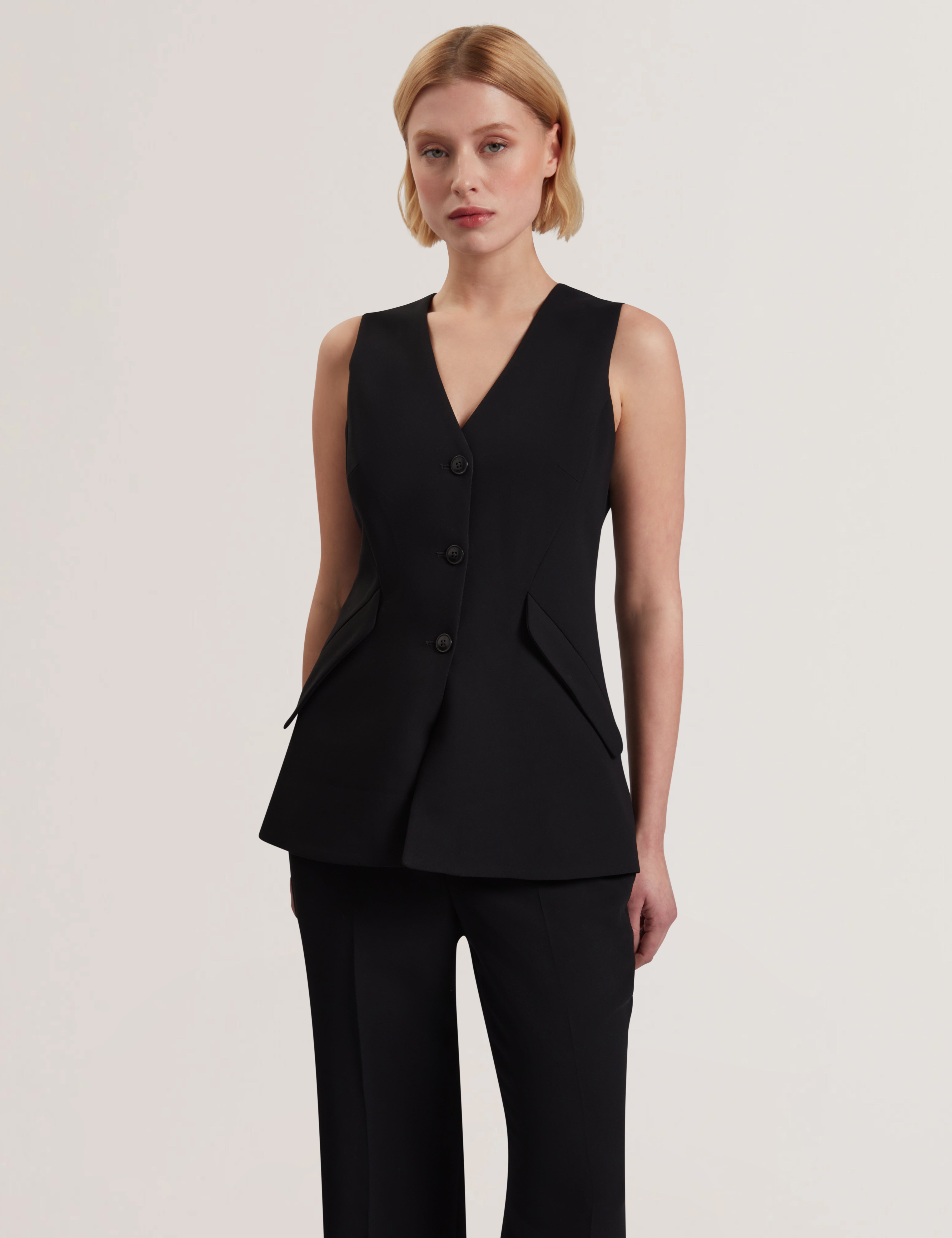 Morriaw Tailored Fitted Longline Waistcoat Black