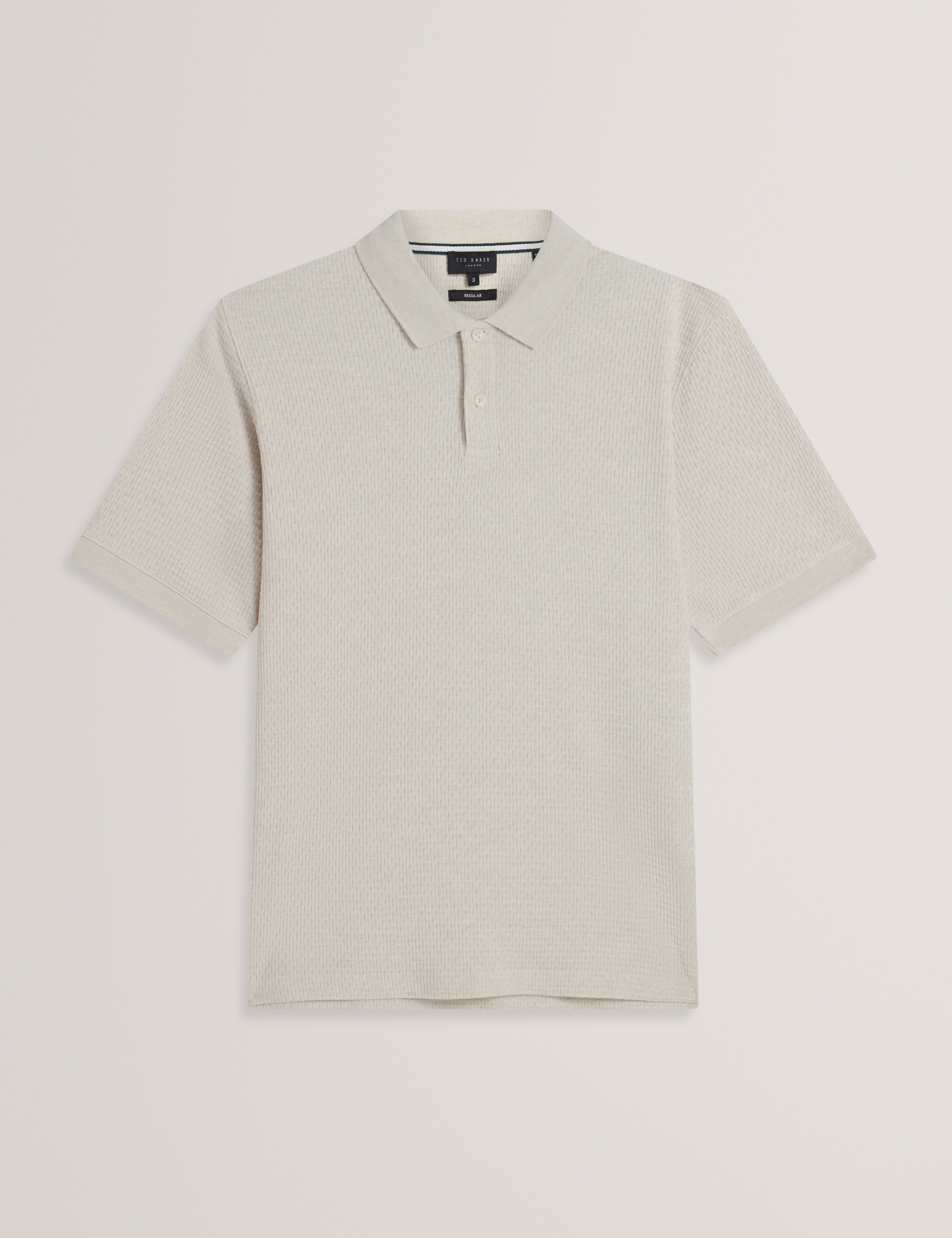 Redman Short Sleeve Regular Textured Polo Ecru