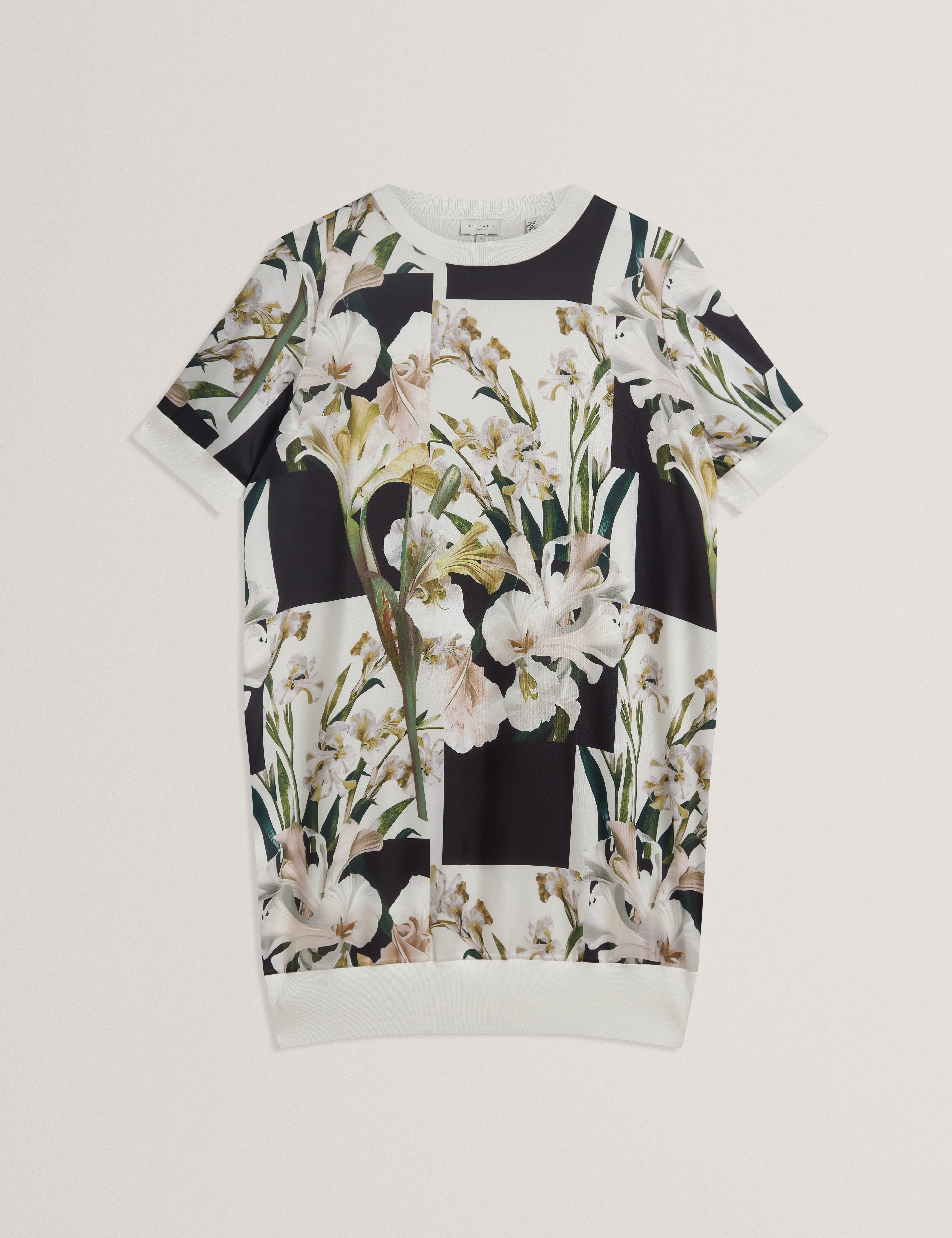 Roneea Printed Woven Front Boxy Dress Ivory
