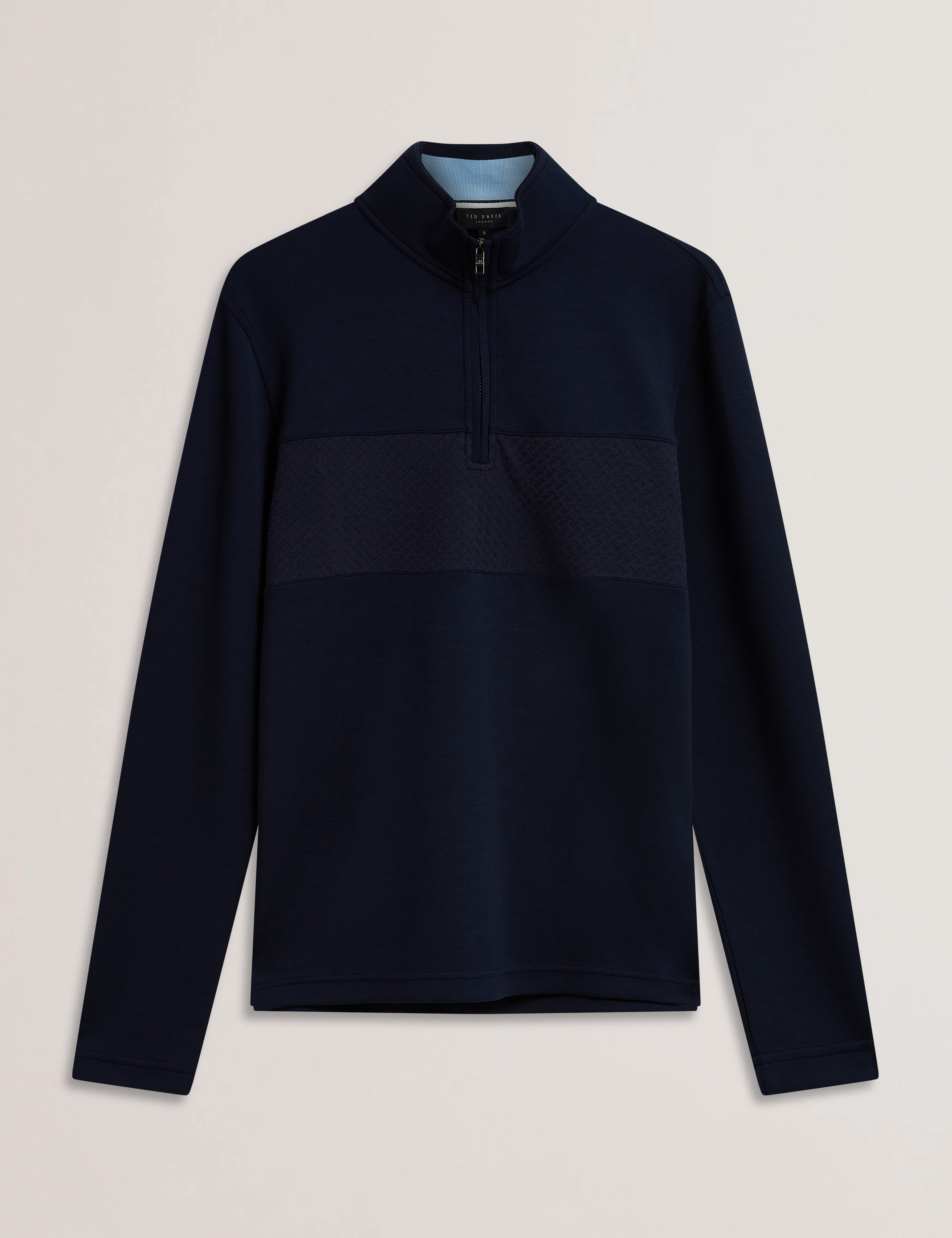 Simonea Long Sleeve Regular Herringbone Half-Zip Navy