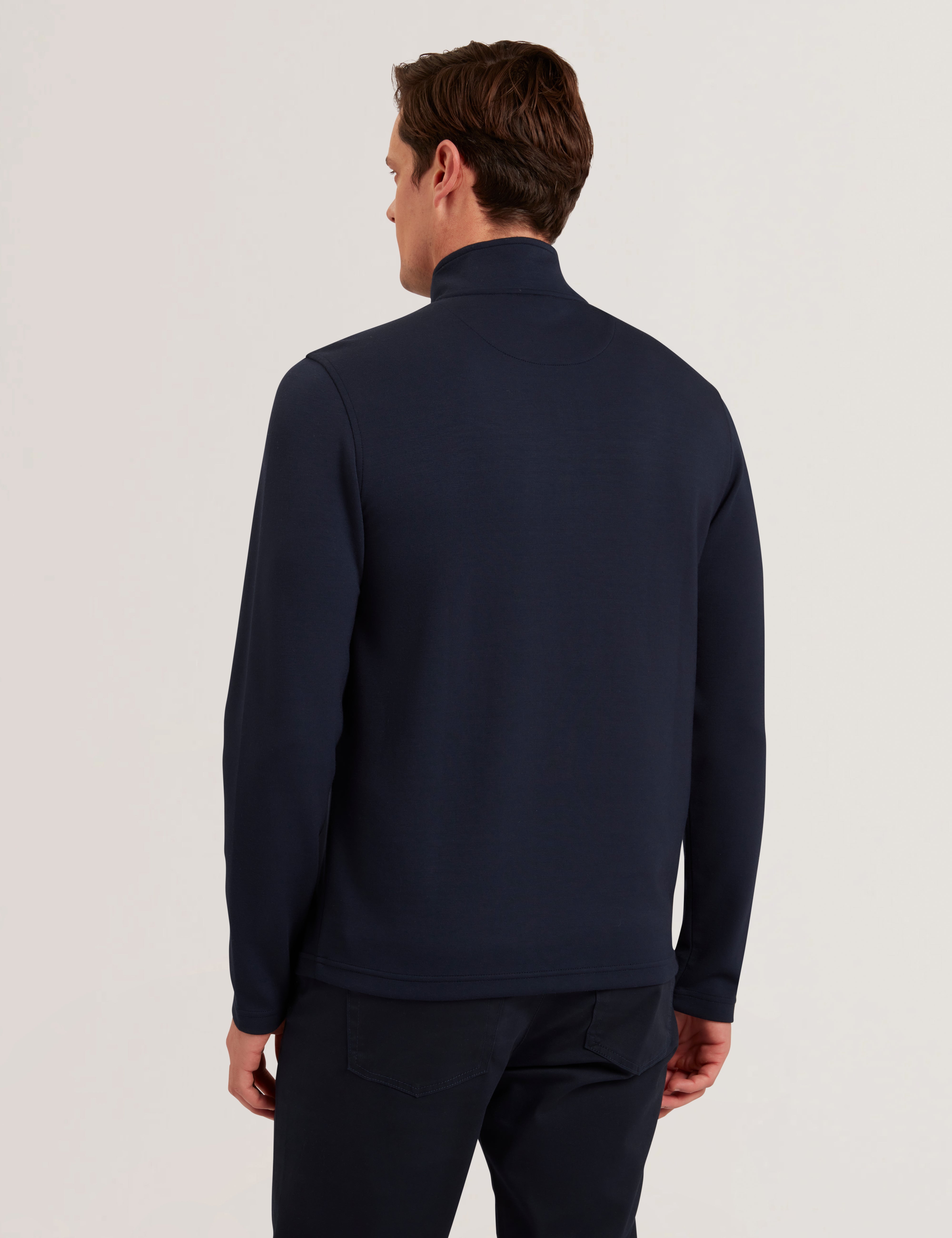 Simonea Long Sleeve Regular Herringbone Half-Zip Navy