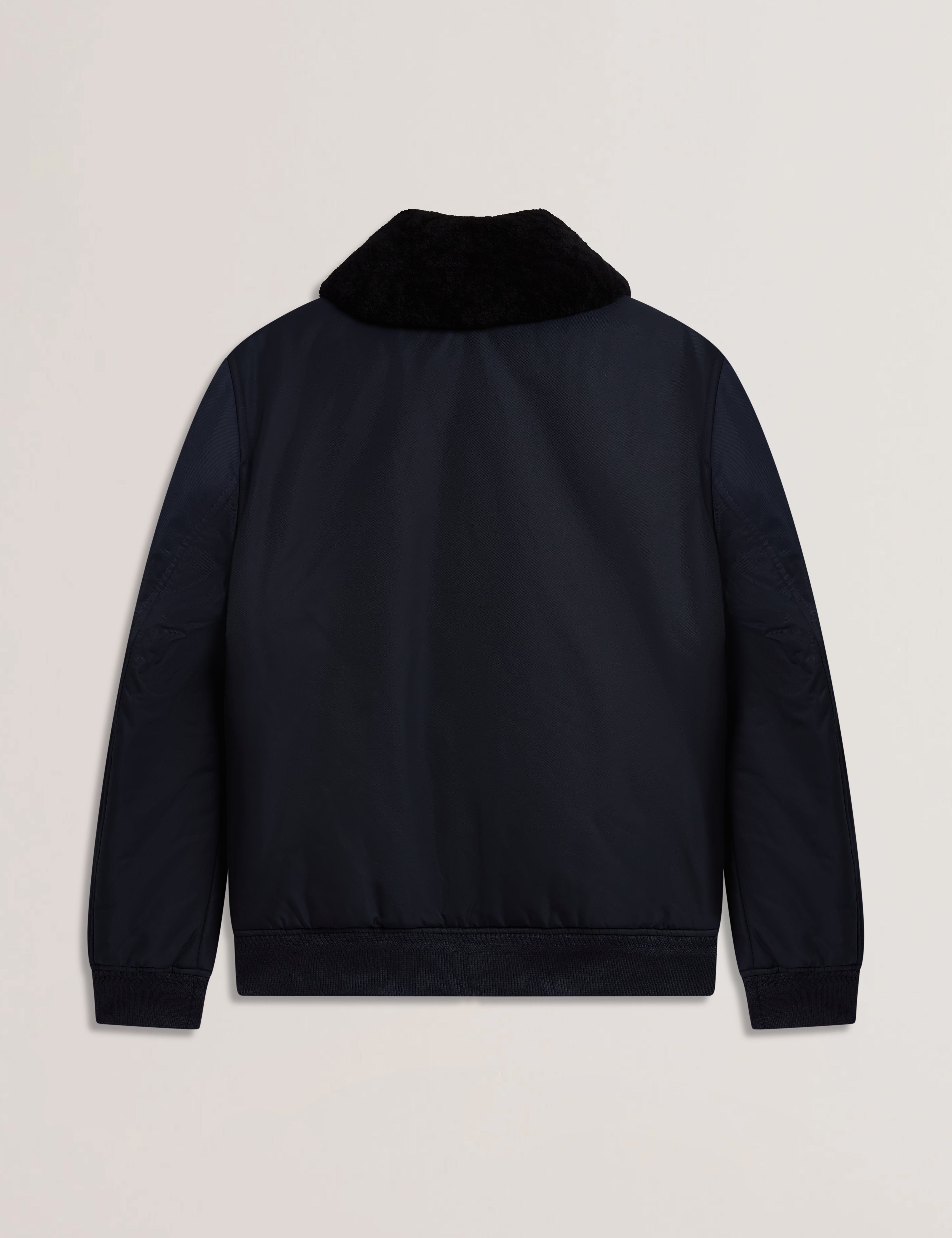 Avitore Bomber Removable Shearling Collar Navy