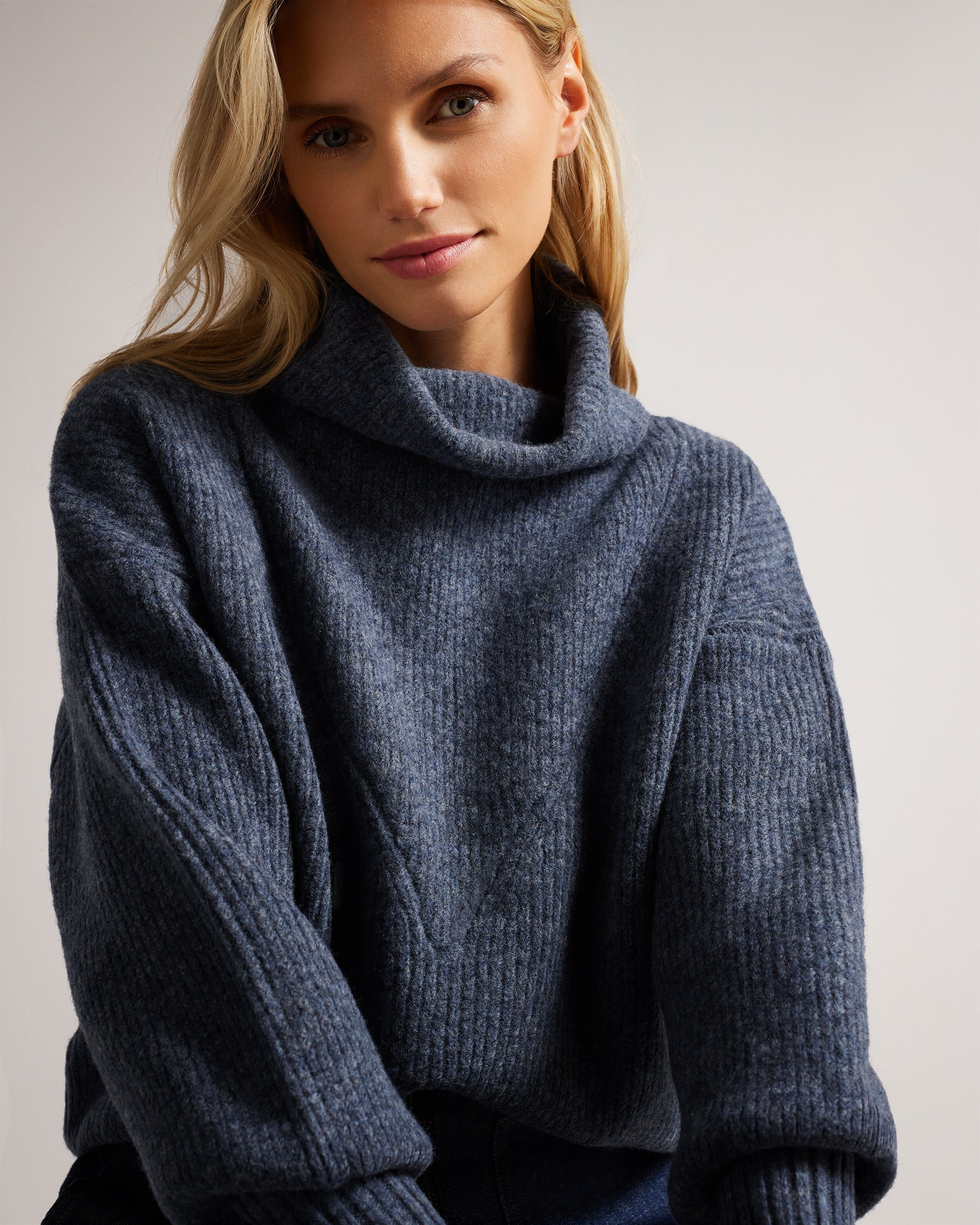 Cchloe High Neck Oversized Sweater Navy