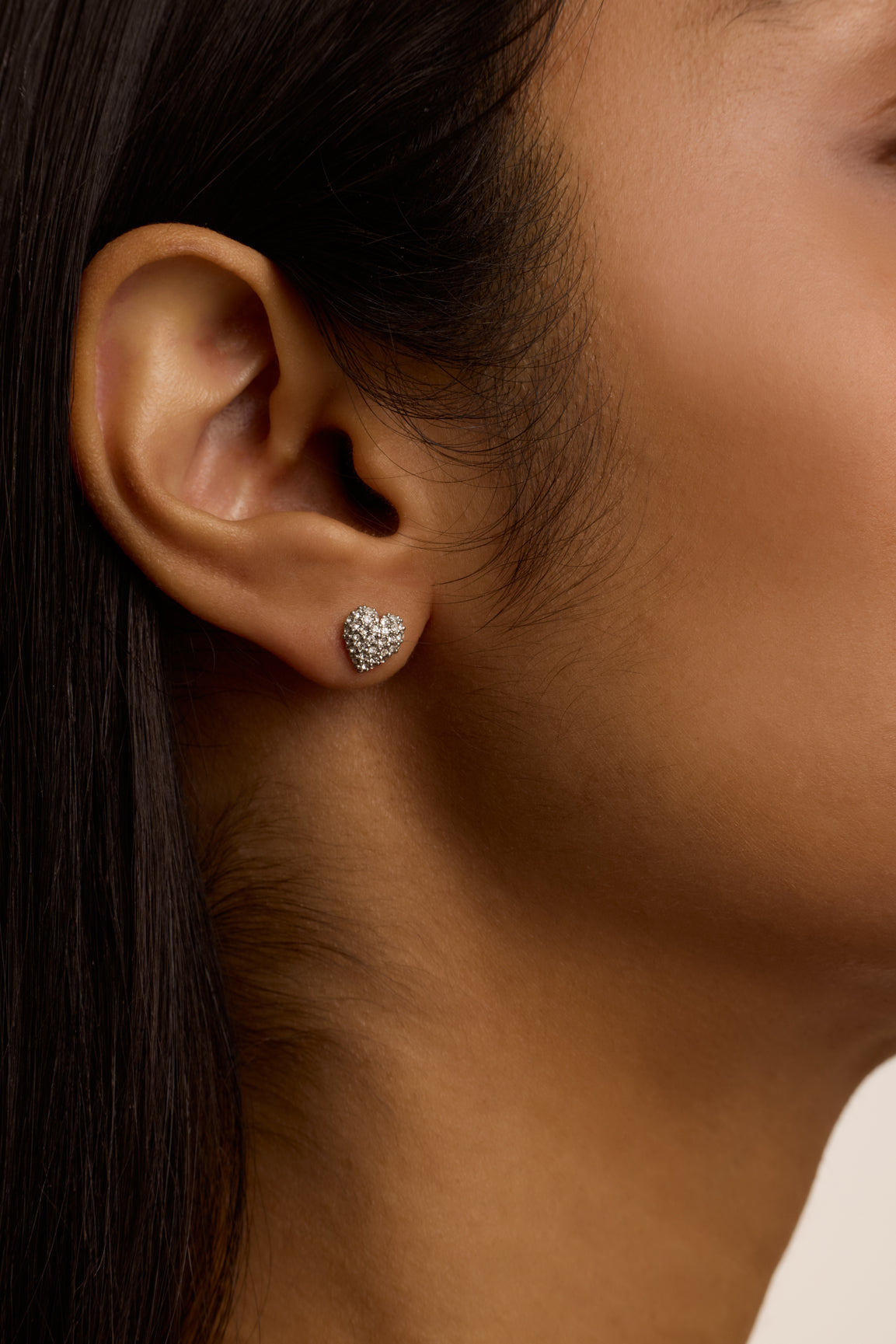 Adoraa Crystal Sweetheart Stud Earrings Silver