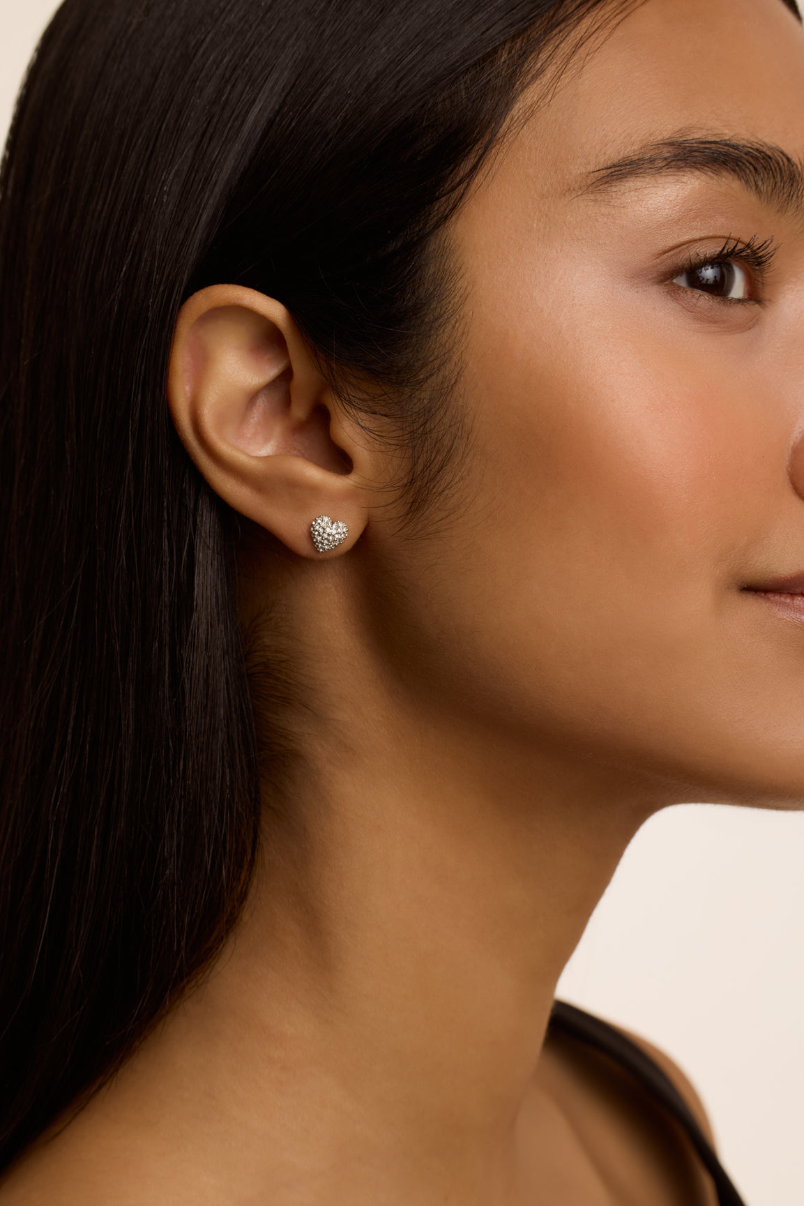 Adoraa Crystal Sweetheart Stud Earrings Silver