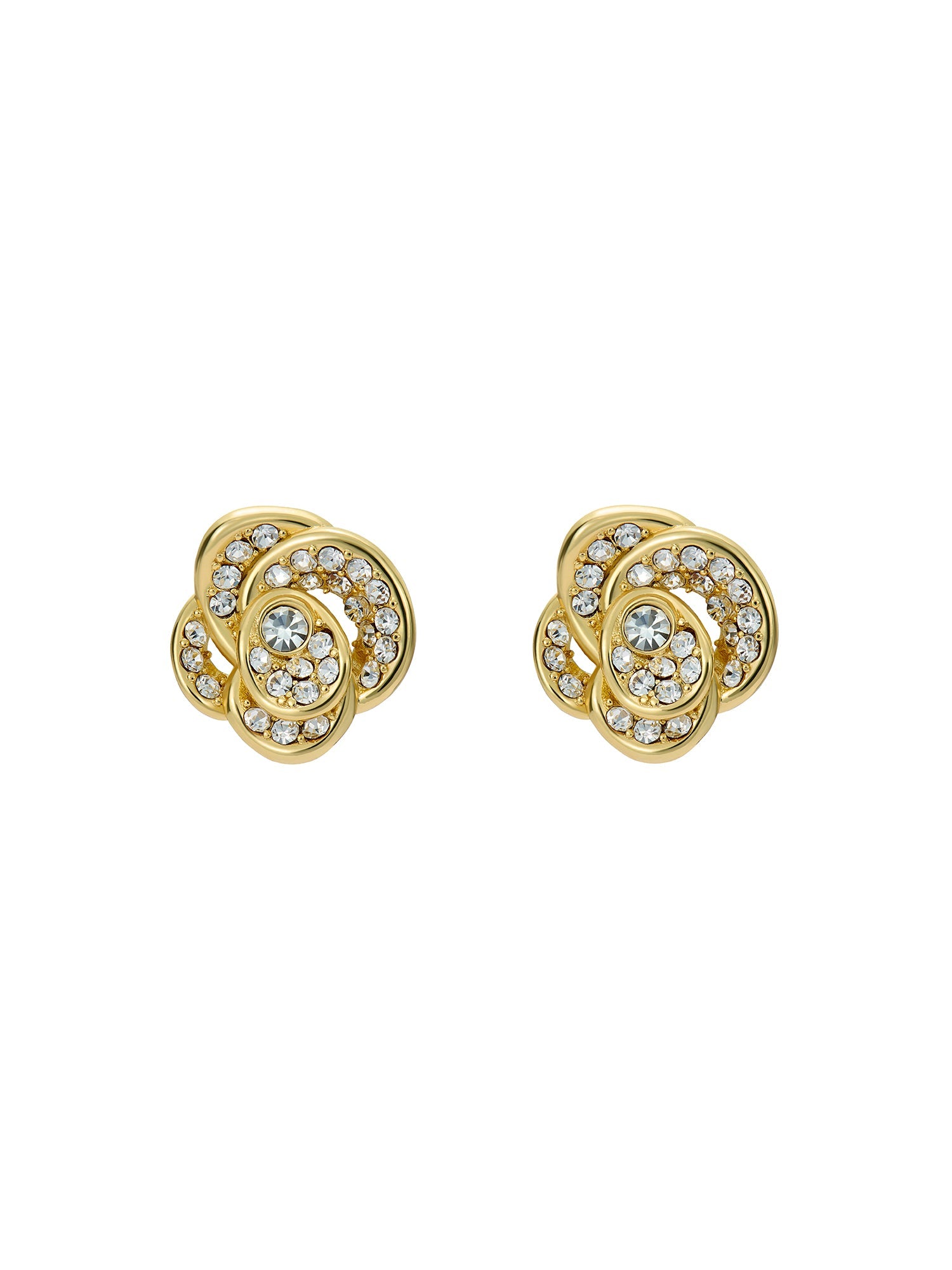 Florine Crystal Flower Stud Earrings Gold