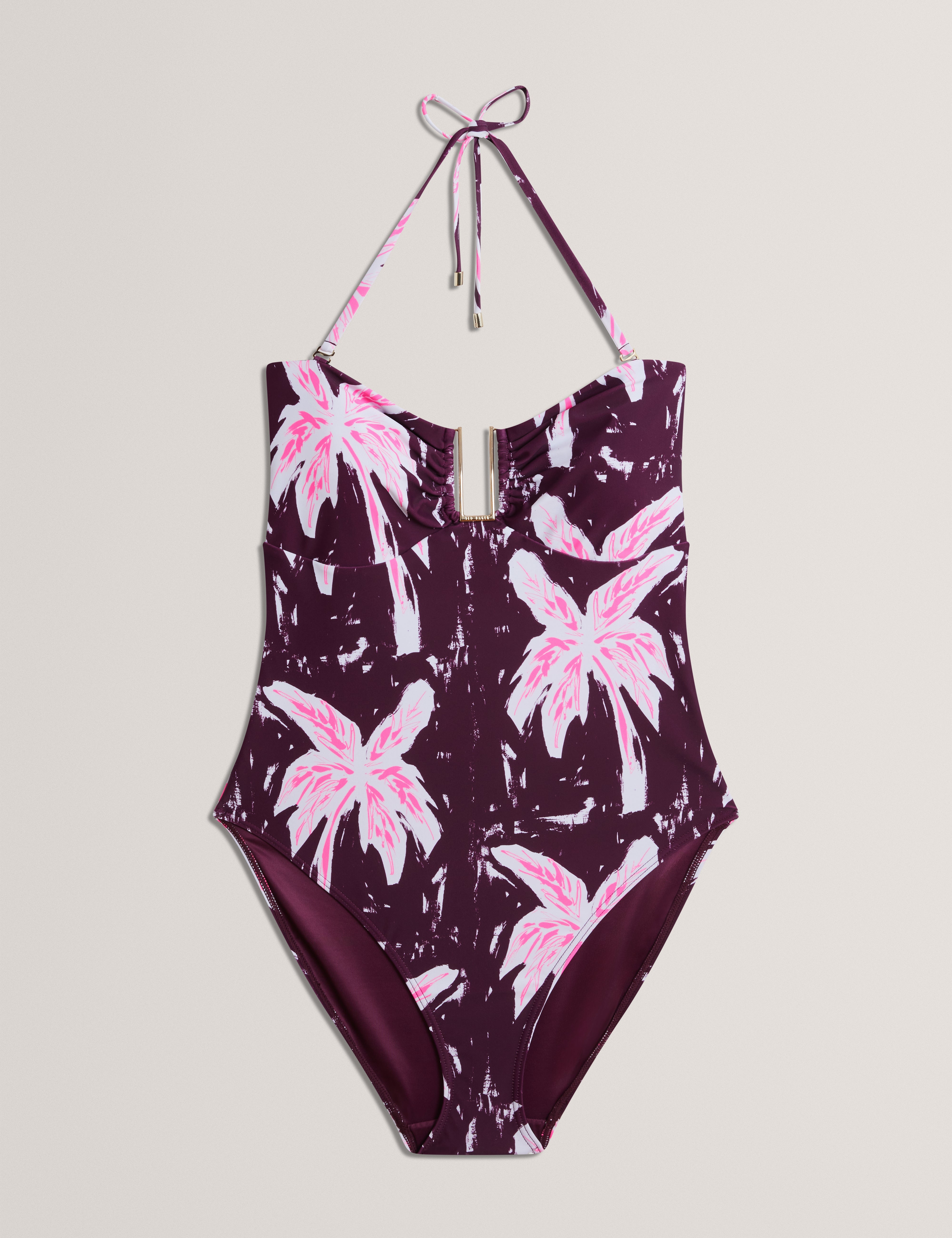 Tuulaa Printed U-Bar Swimsuit Maroon