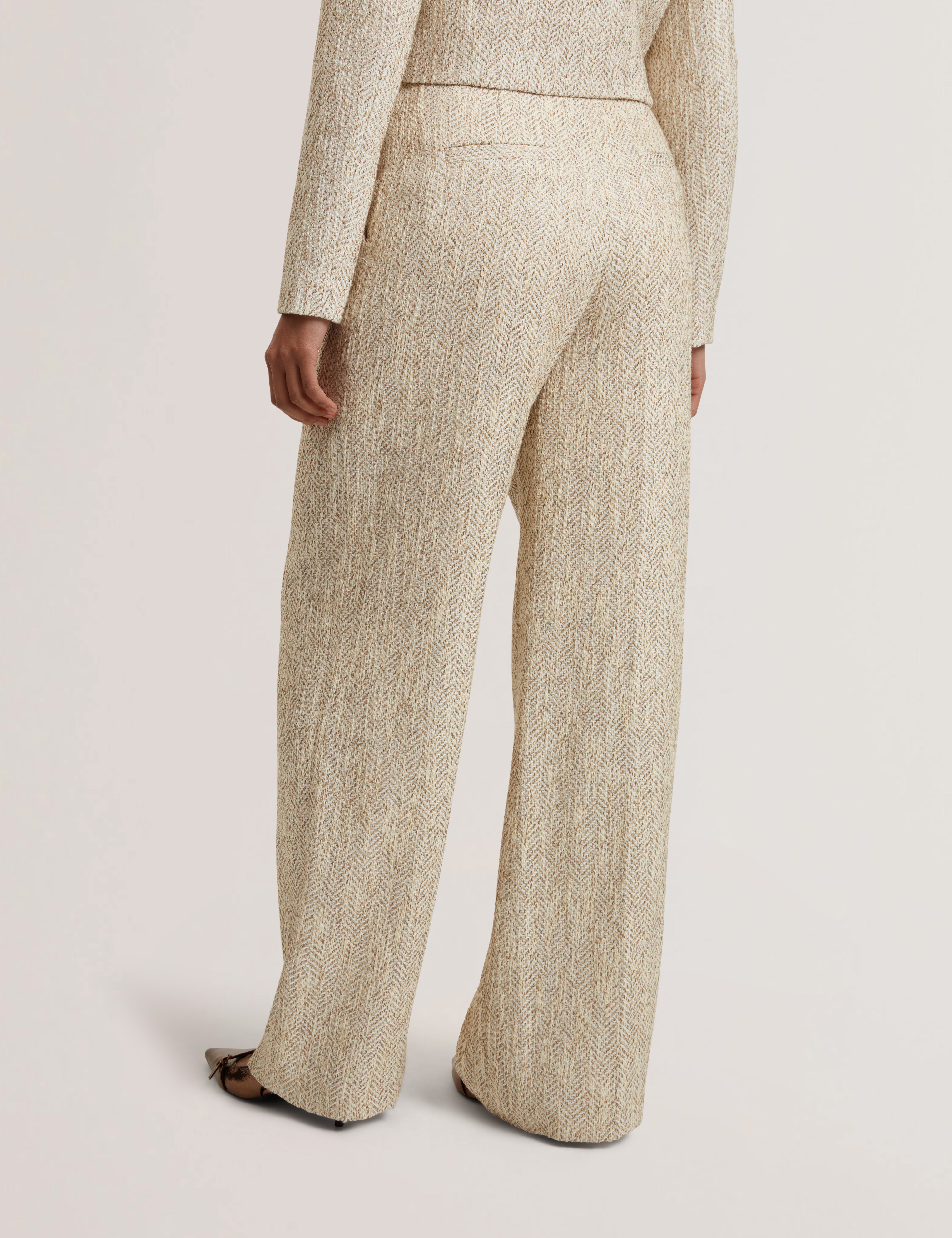 Vulpat Tailored Boucle Wide Leg Trouser Ivory