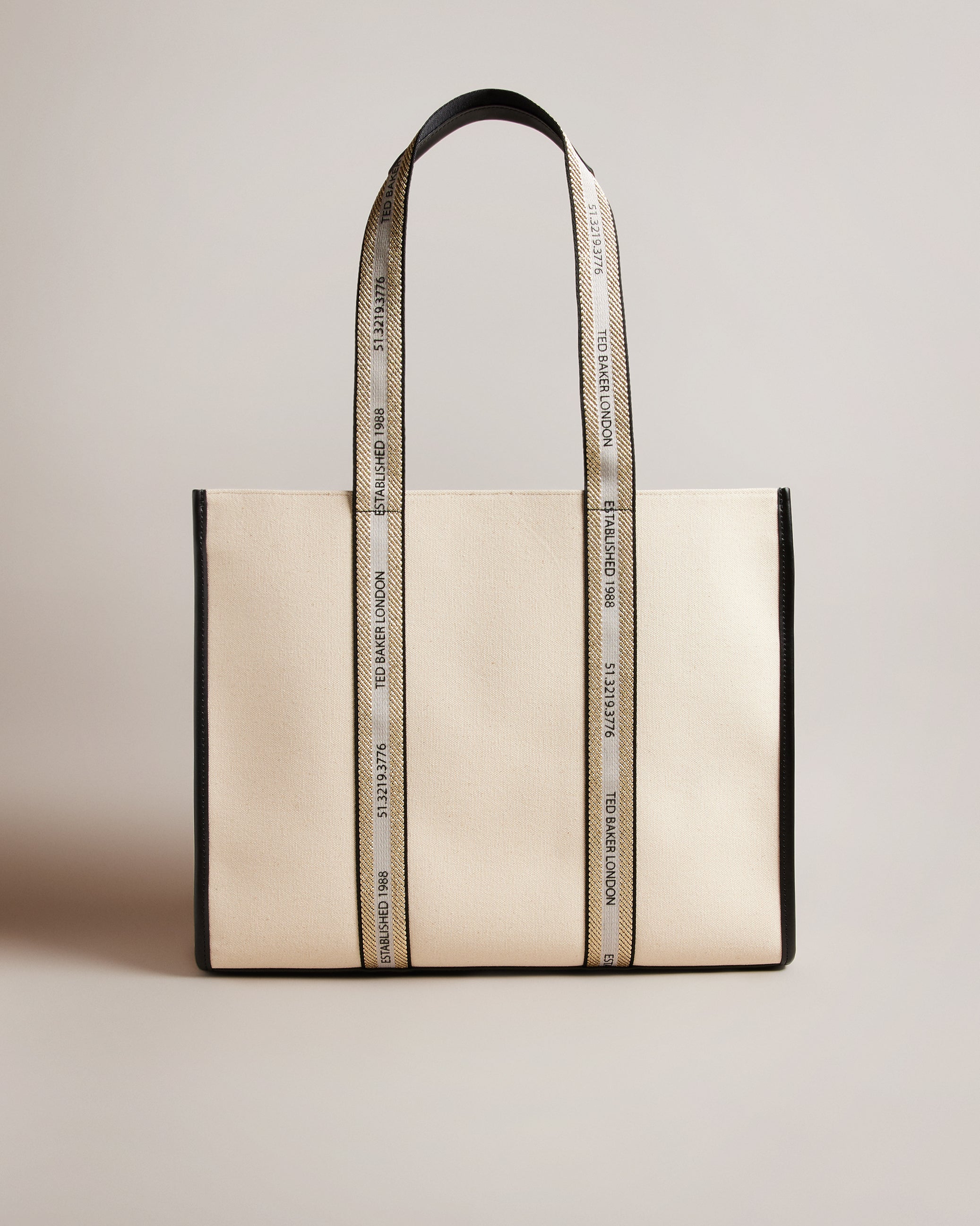 Georjey Branded Webbing Canvas Tote Ecru