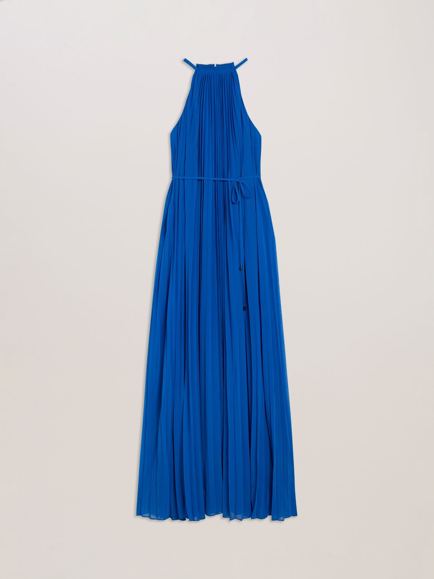 Helyos Pleated Halterneck Maxi Dress Blue