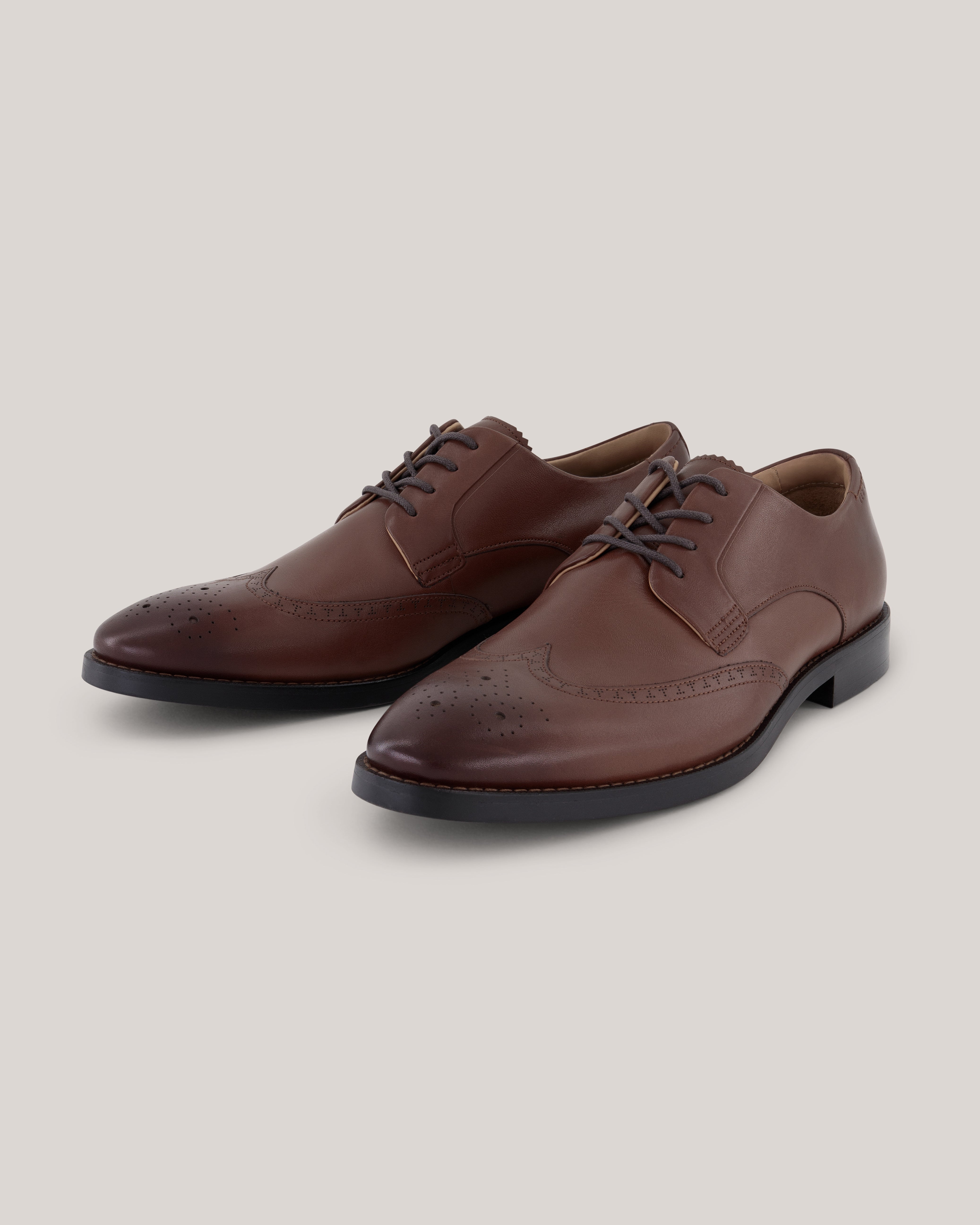 Hackney Wing Toe Brogue Detail Shoes Dk-Orange
