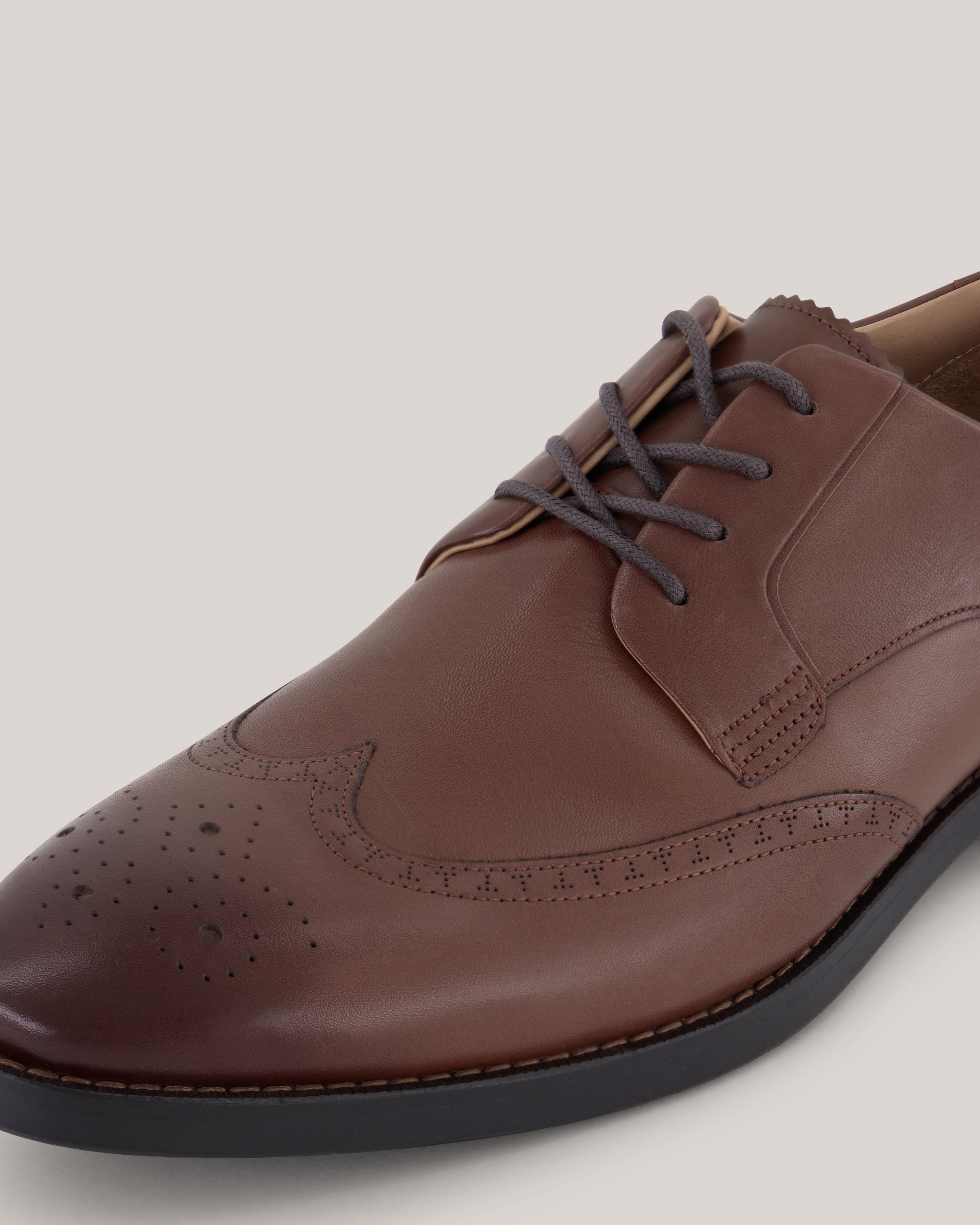 Hackney Wing Toe Brogue Detail Shoes Dk-Orange