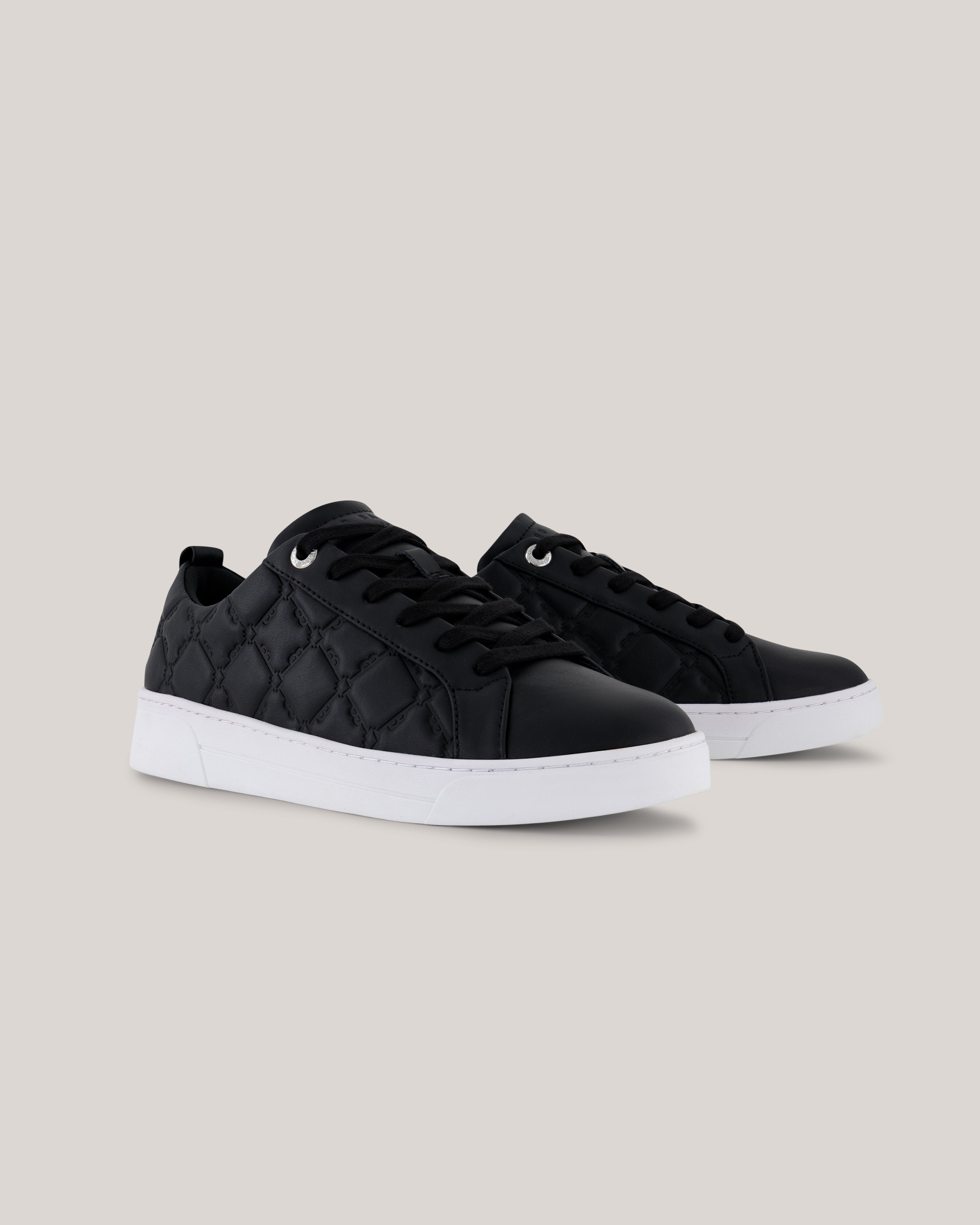 Madissn Embossed Leather Trainer Black