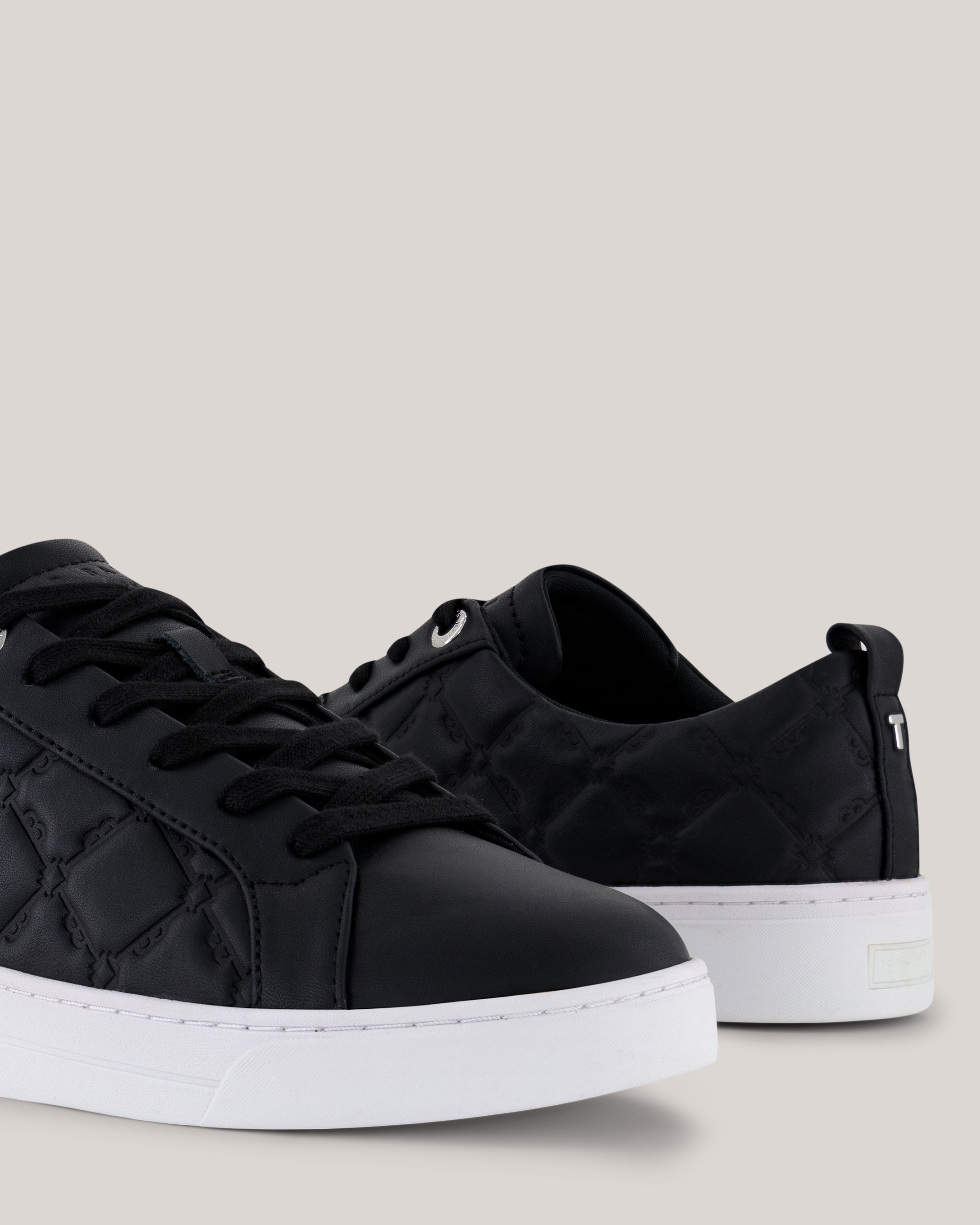 Madissn Embossed Leather Trainer Black