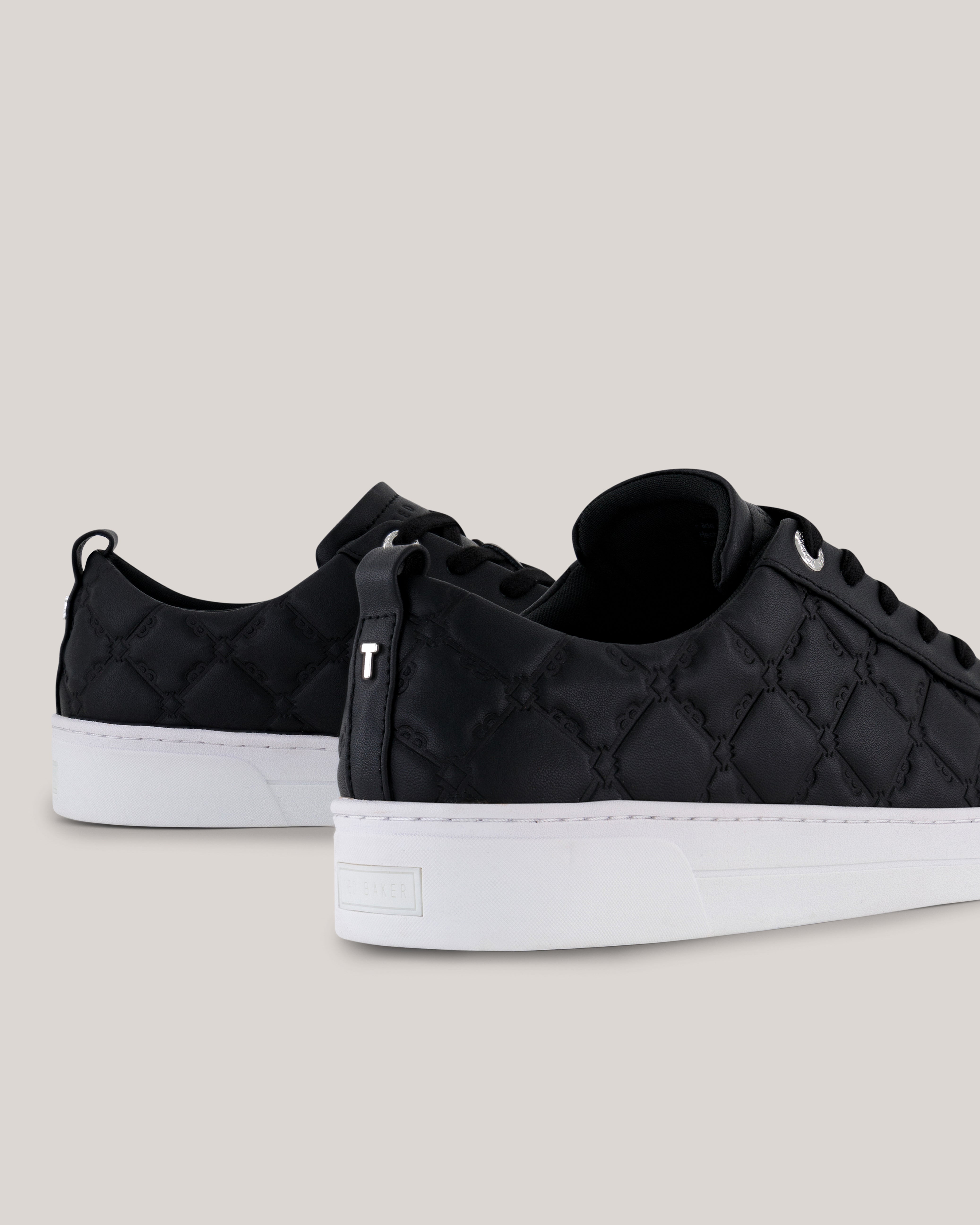 Madissn Embossed Leather Trainer Black