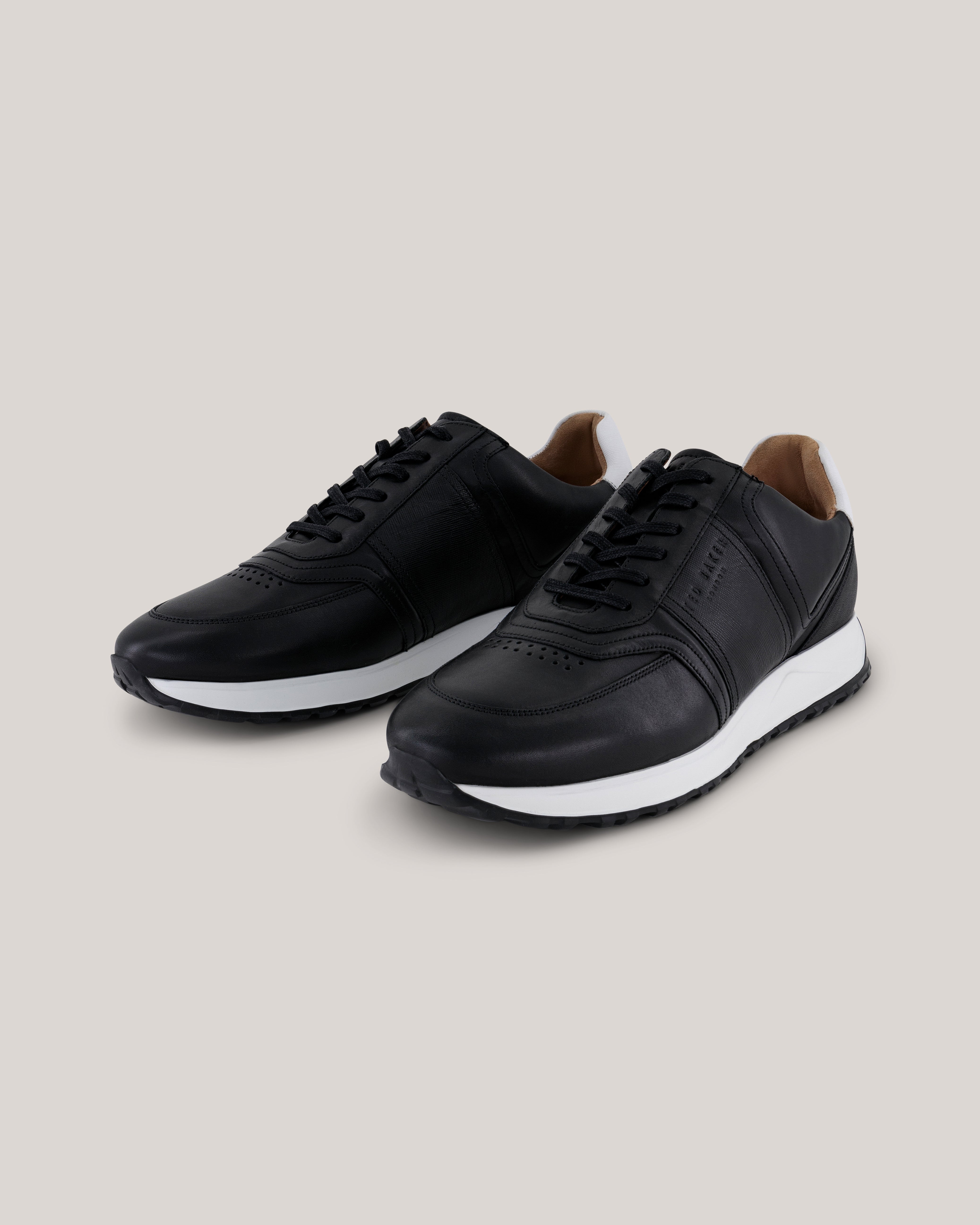 Fraine Leather Lace Up Jogger Black