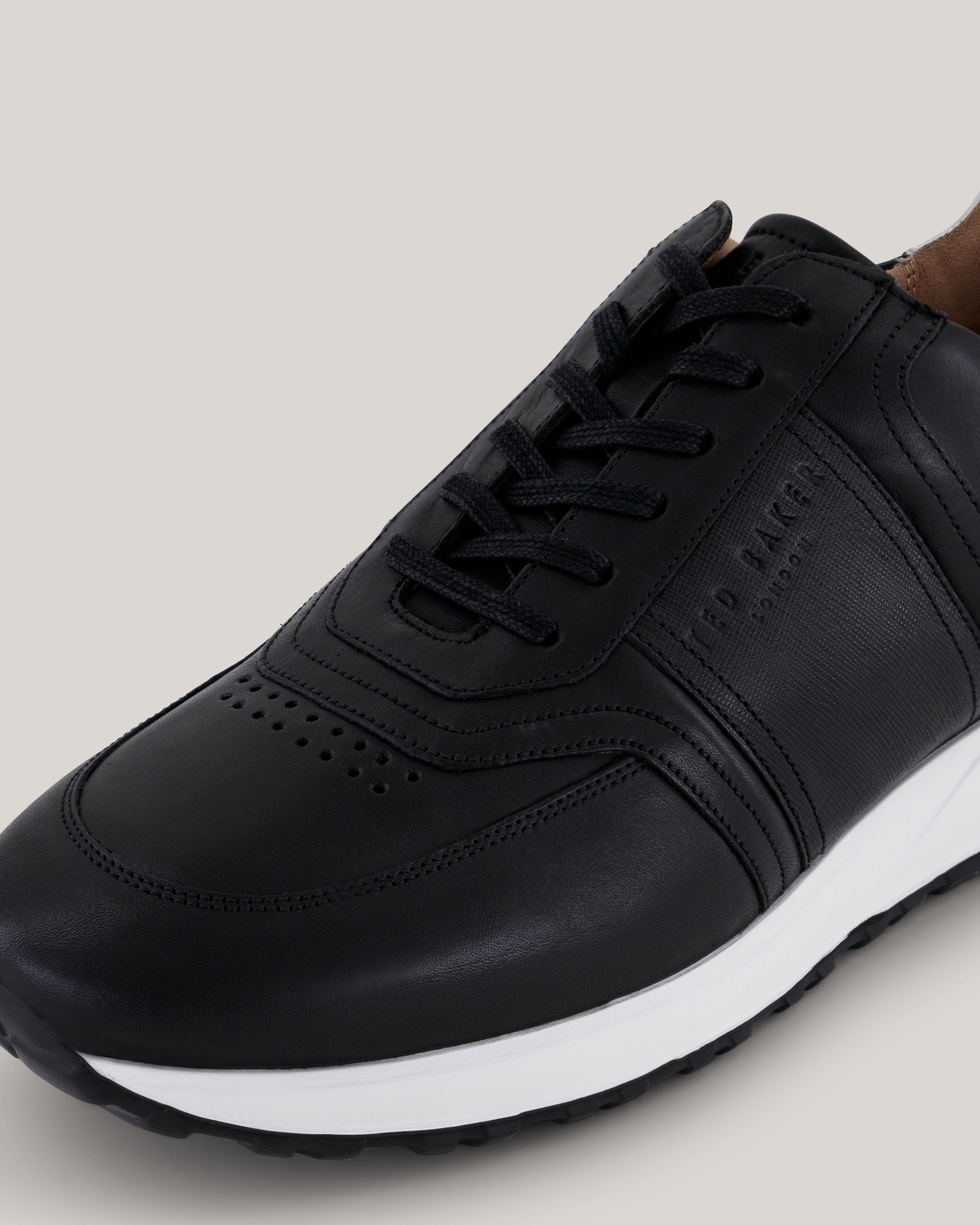 Fraine Leather Lace Up Jogger Black