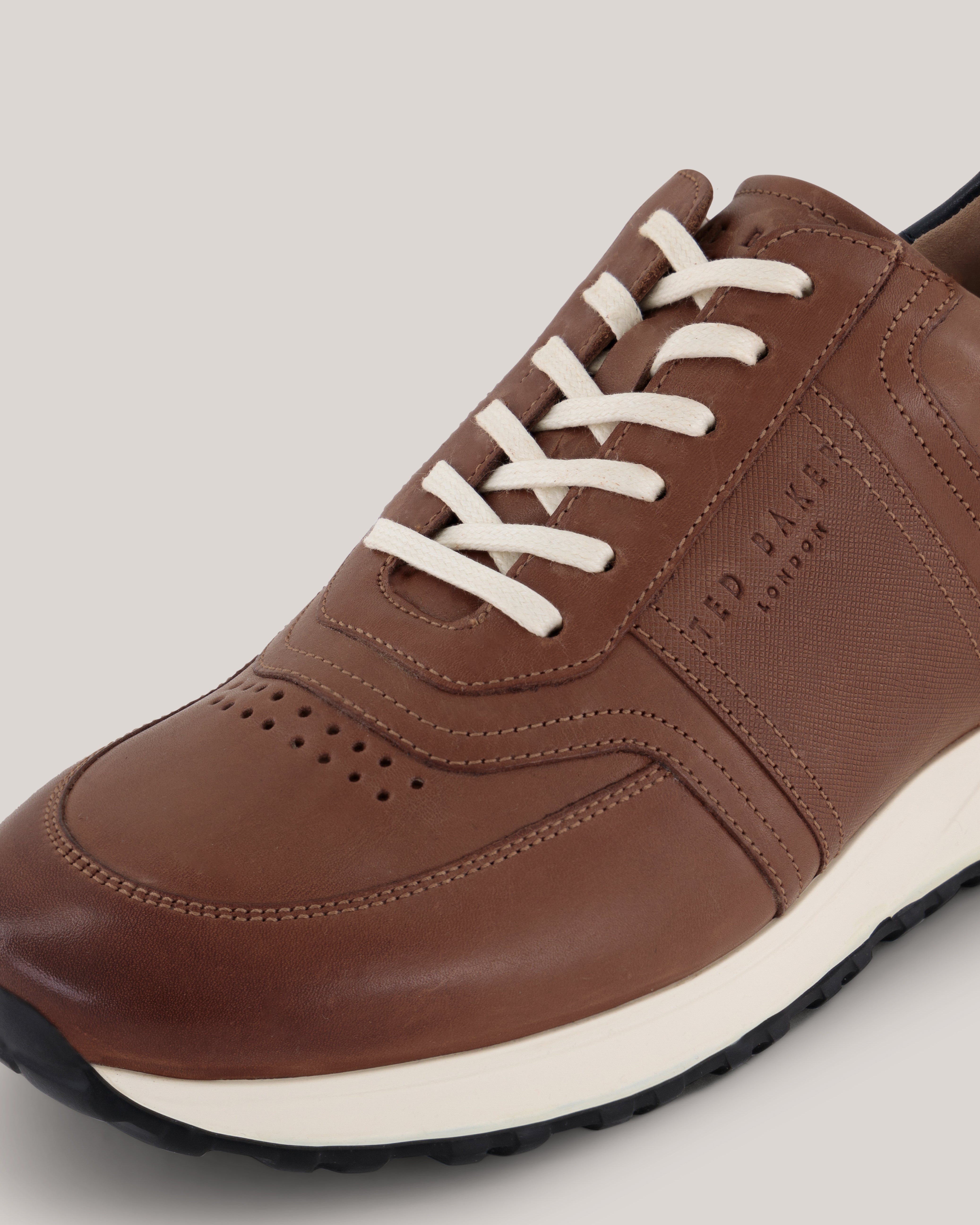 Fraine Leather Lace Up Jogger Brown