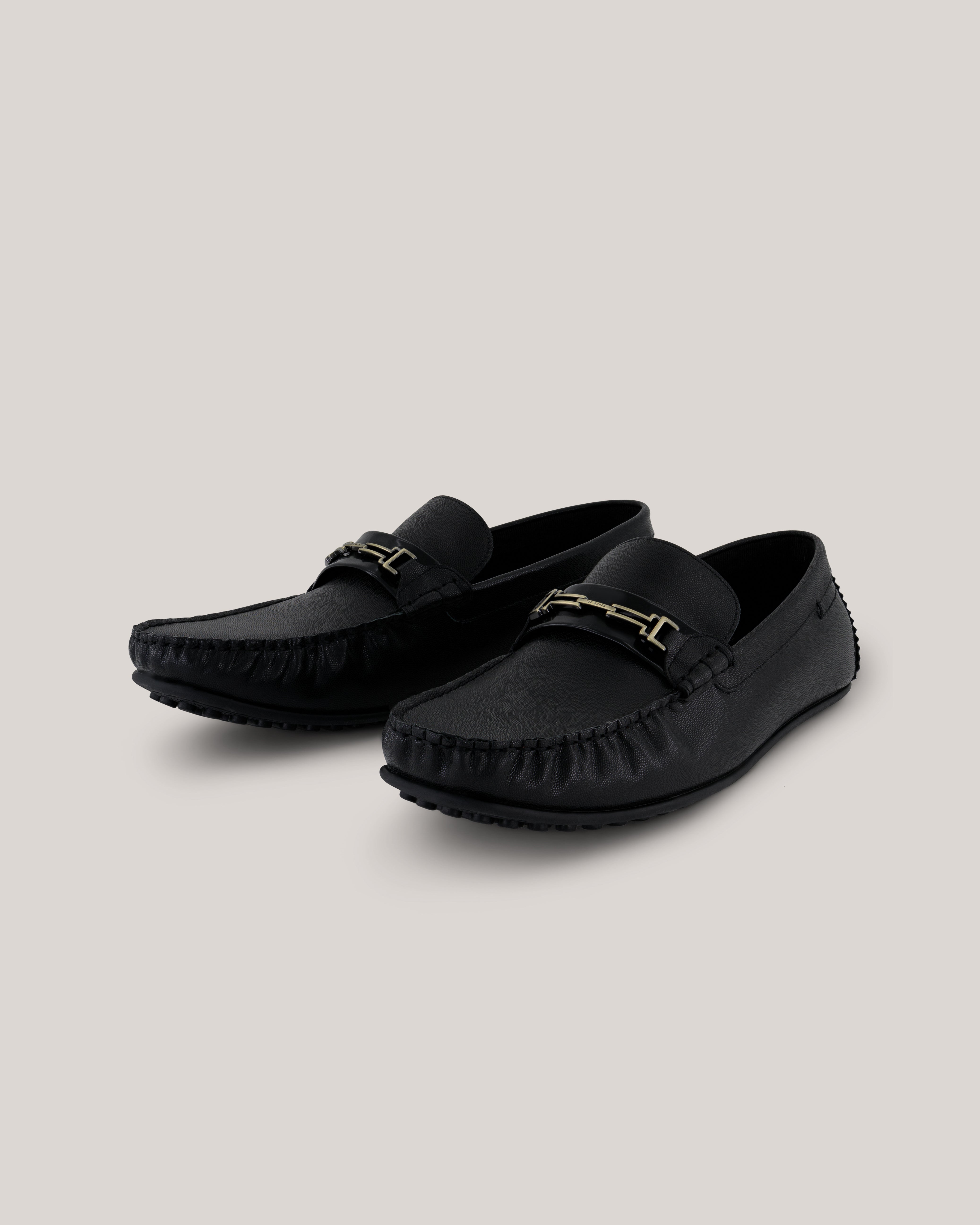 Hilden Textured Leather Driving Shoe Black
