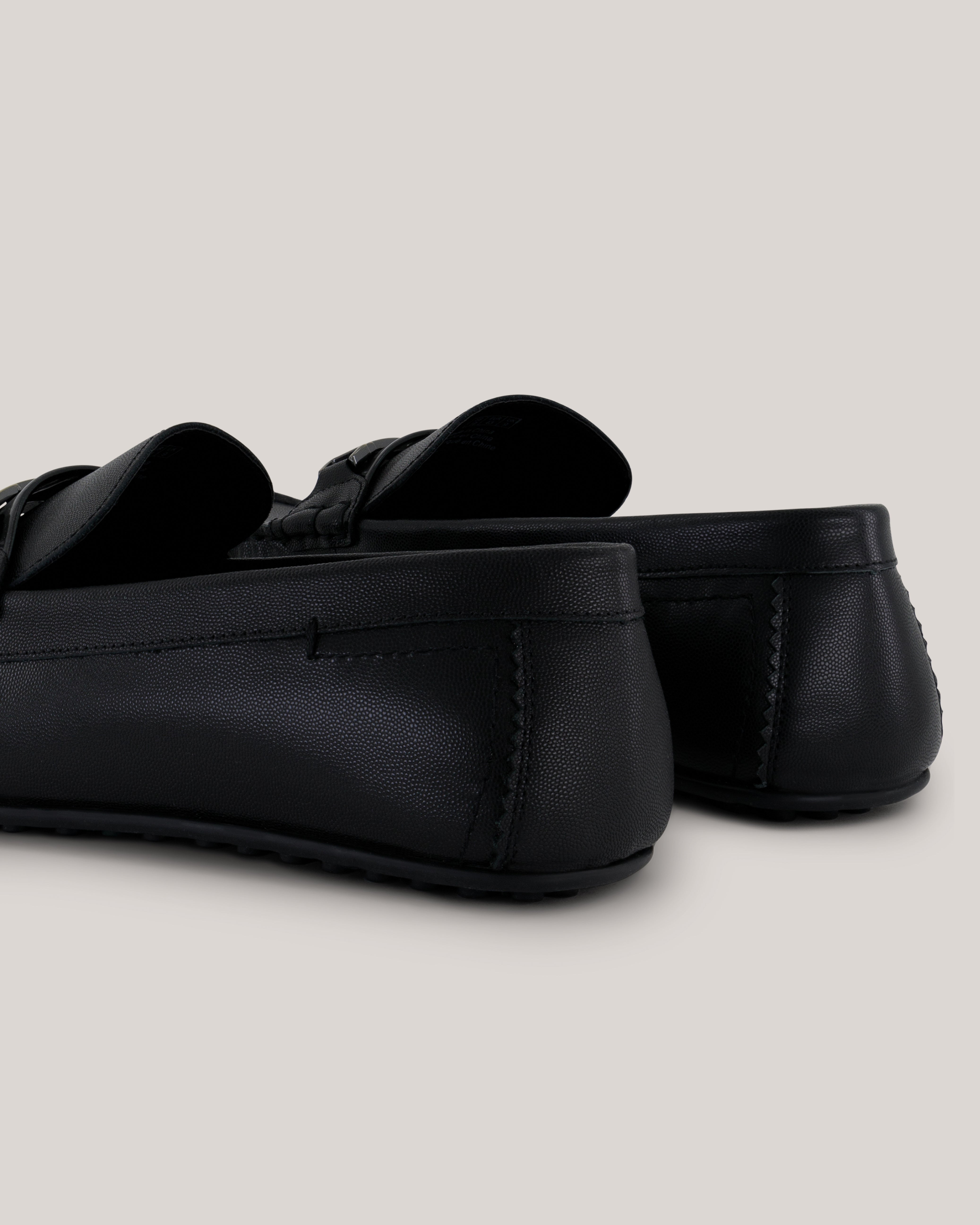 Hilden Textured Leather Driving Shoe Black