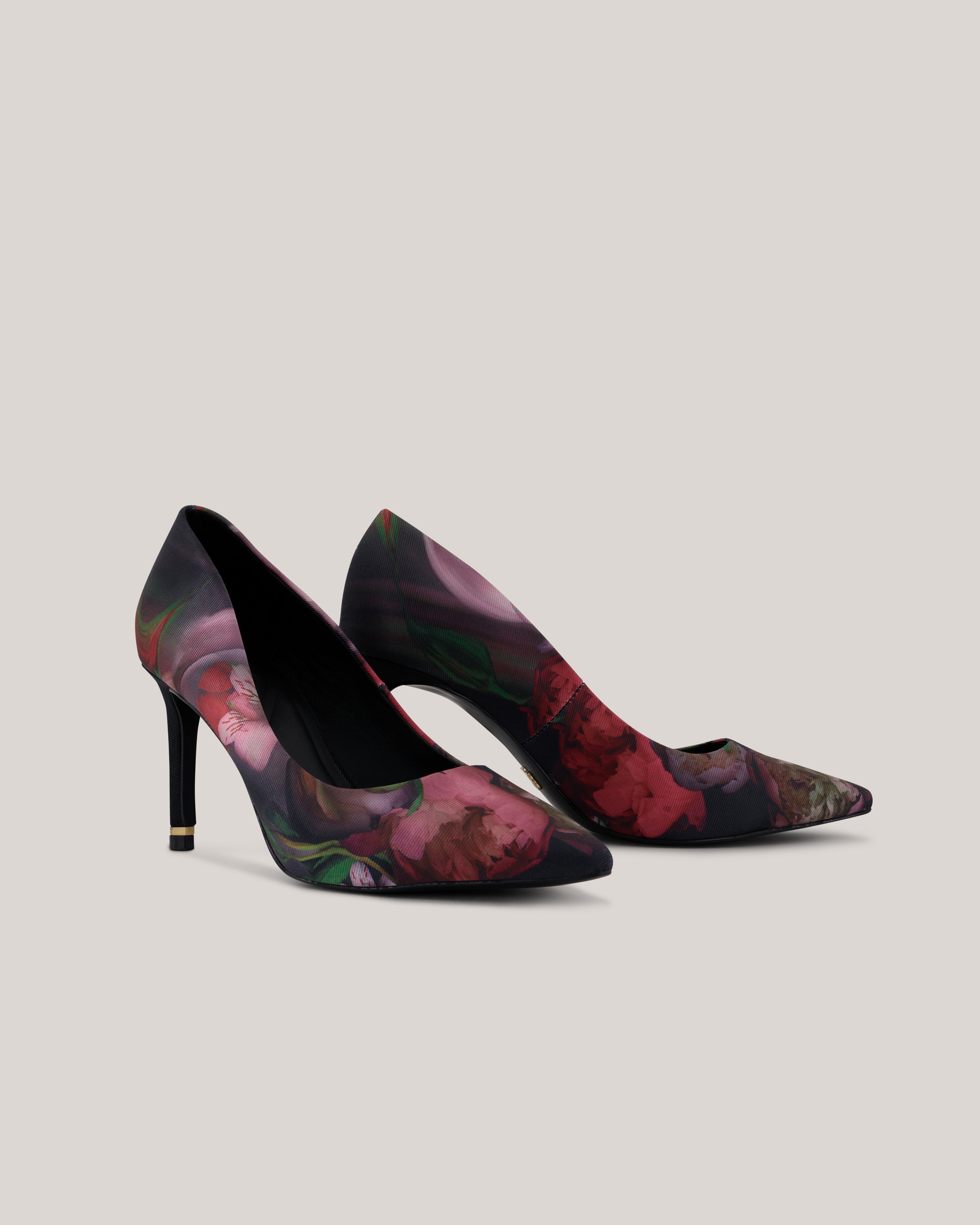 Chrlott Printed Satin Court Heel Black