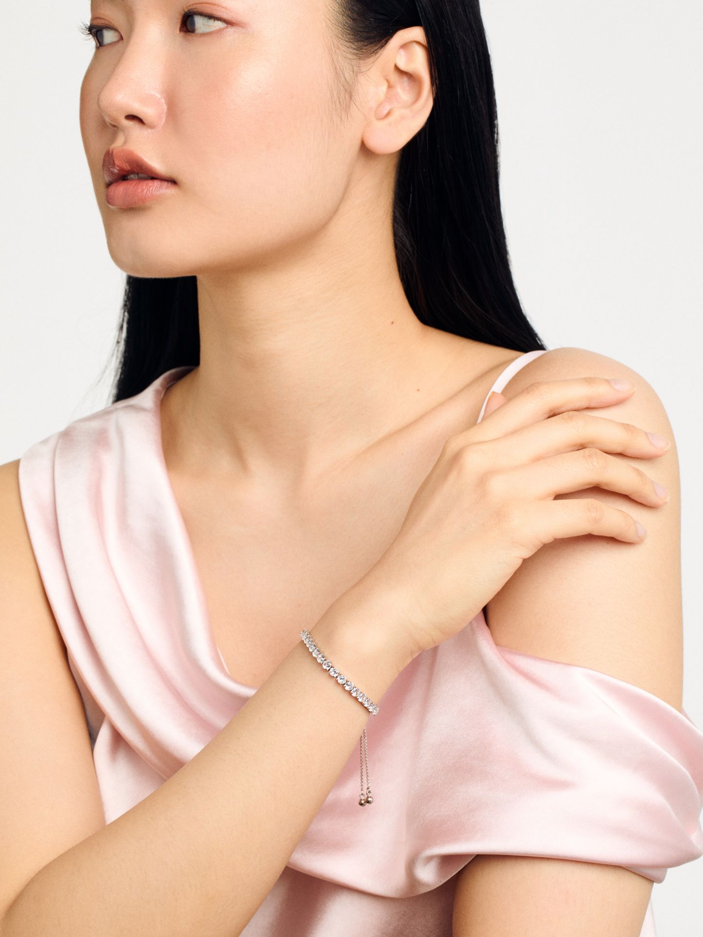 Melrah Icon Crystal Slider Bracelet Silver