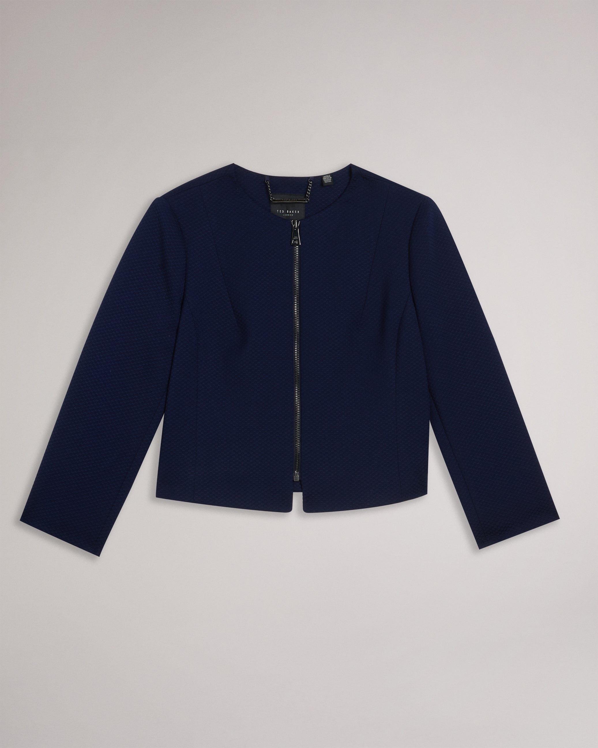 Michah Cropped Textured Jacket Navy