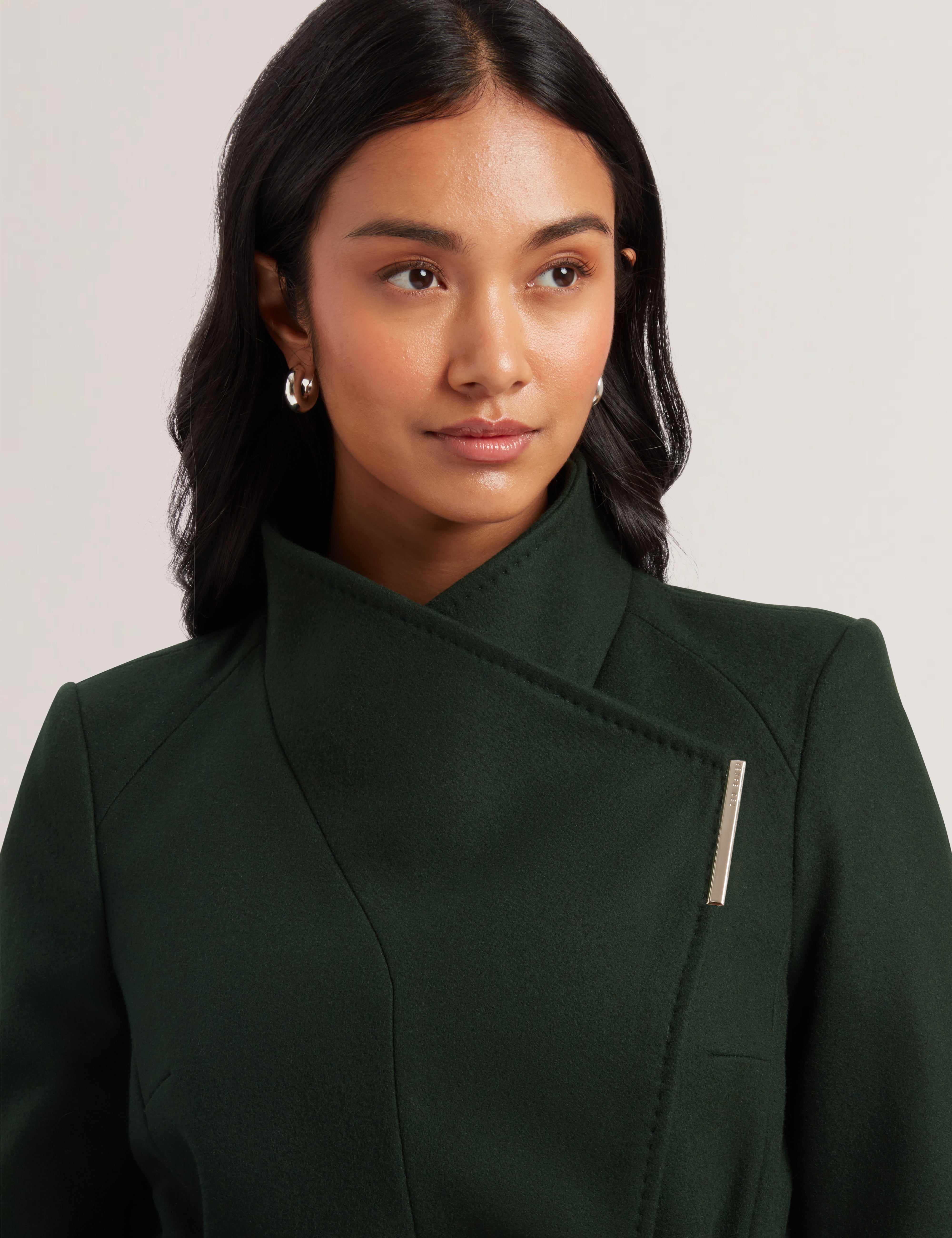 Rosess Short Wool Wrap Coat Dk-Green