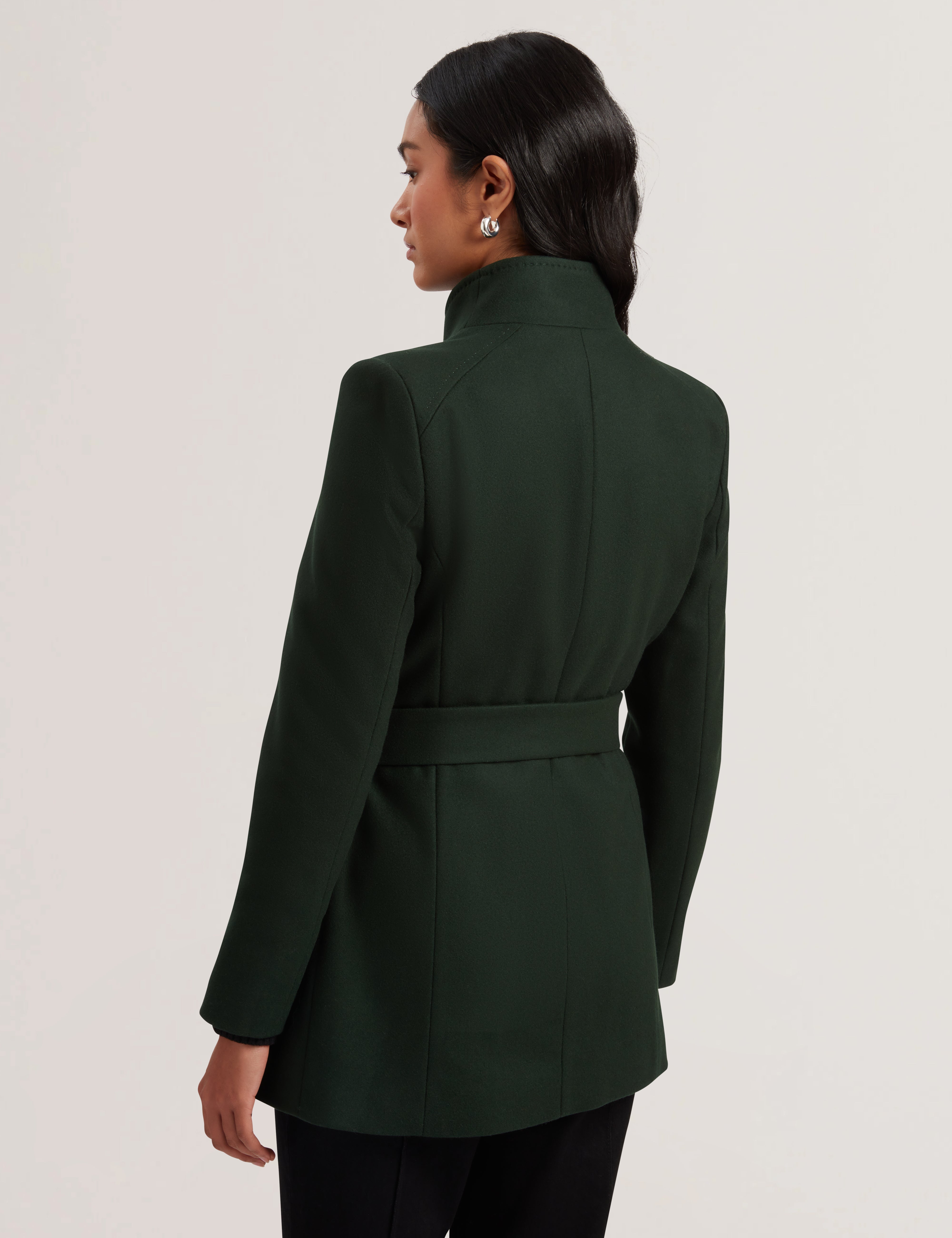 Rosess Short Wool Wrap Coat Dk-Green