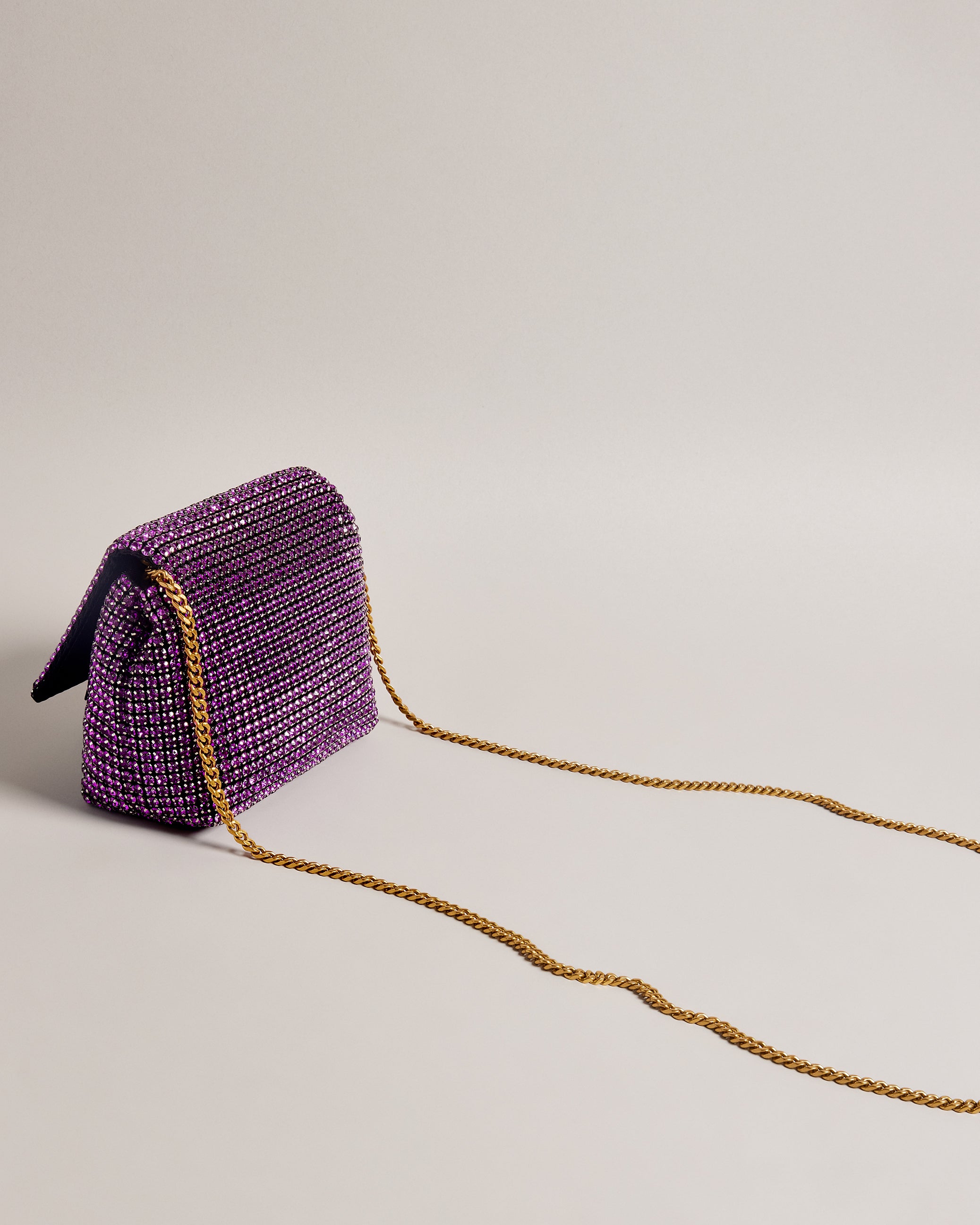 Gliters Crystal Mini Cross Body Bag Mid-Purple