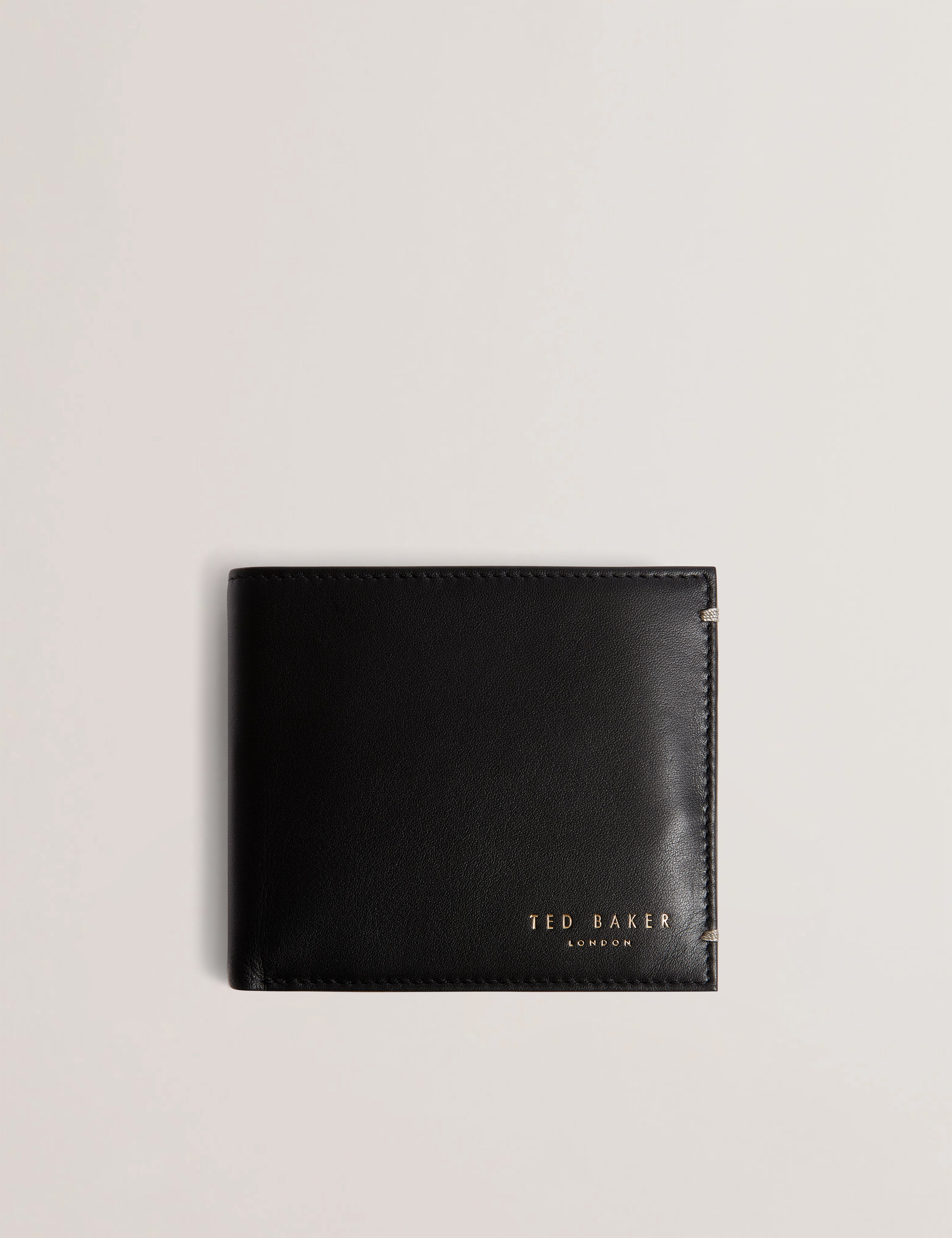 Harrvee Bifold Coin Leather Wallet Black