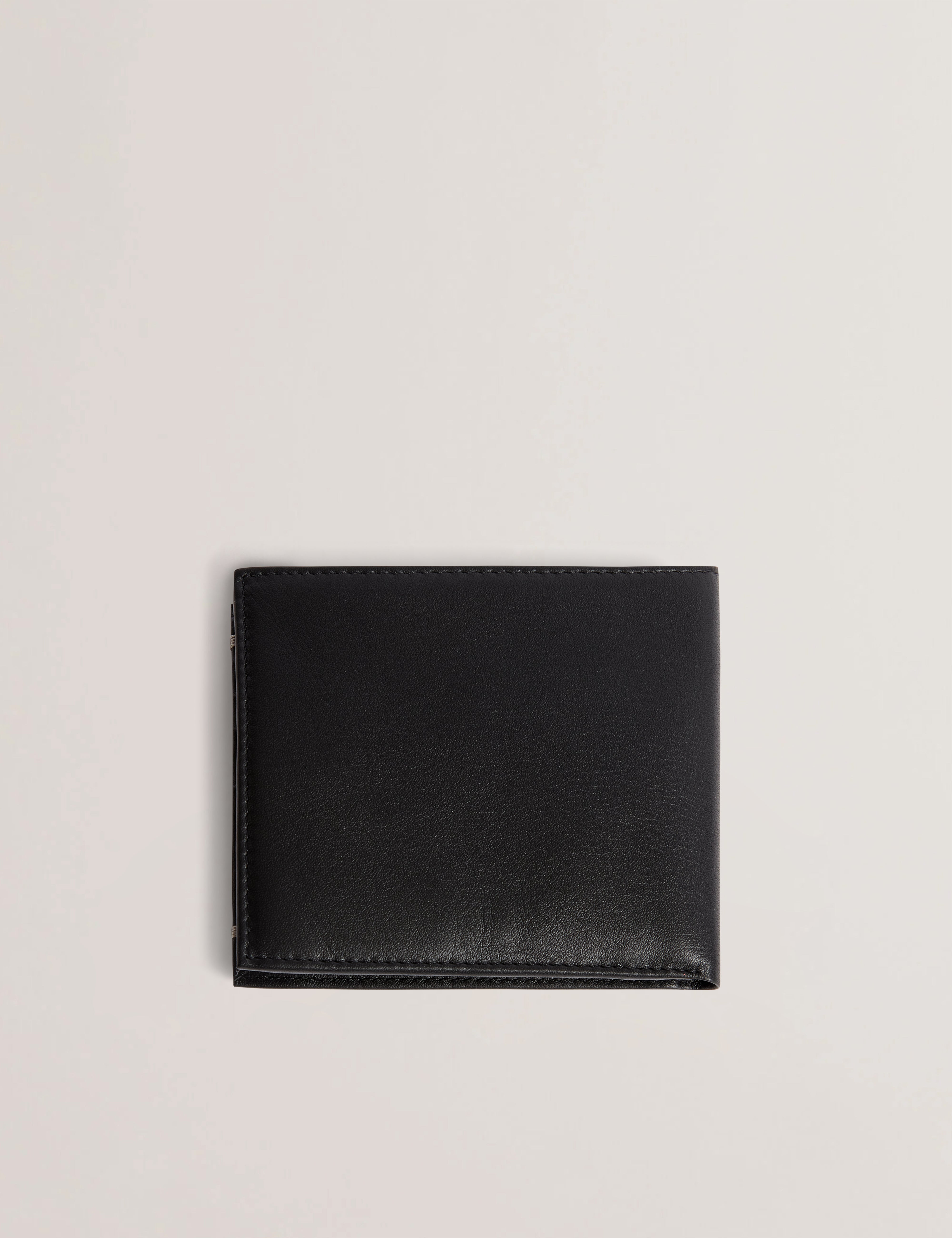 Harrvee Bifold Coin Leather Wallet Black