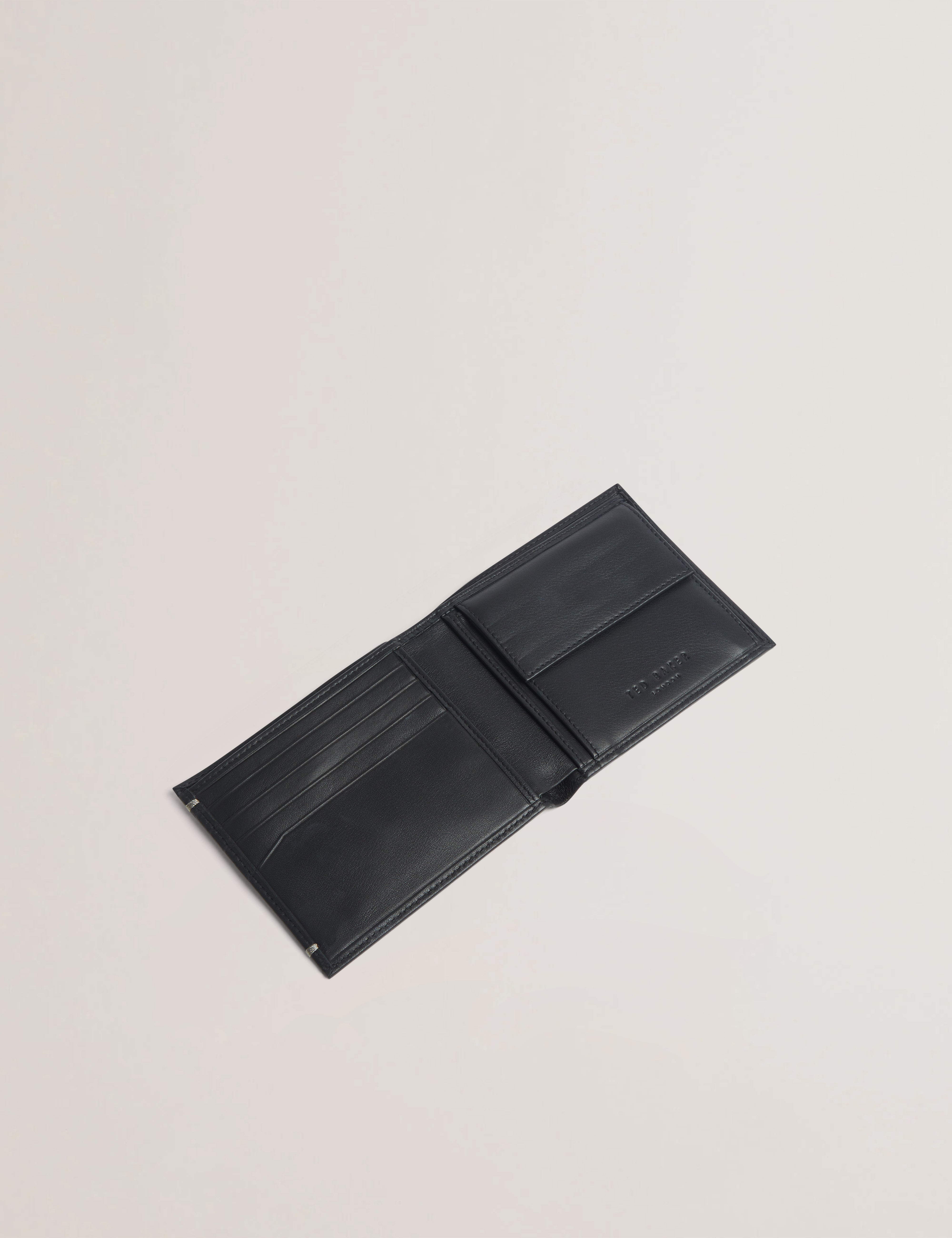 Harrvee Bifold Coin Leather Wallet Black