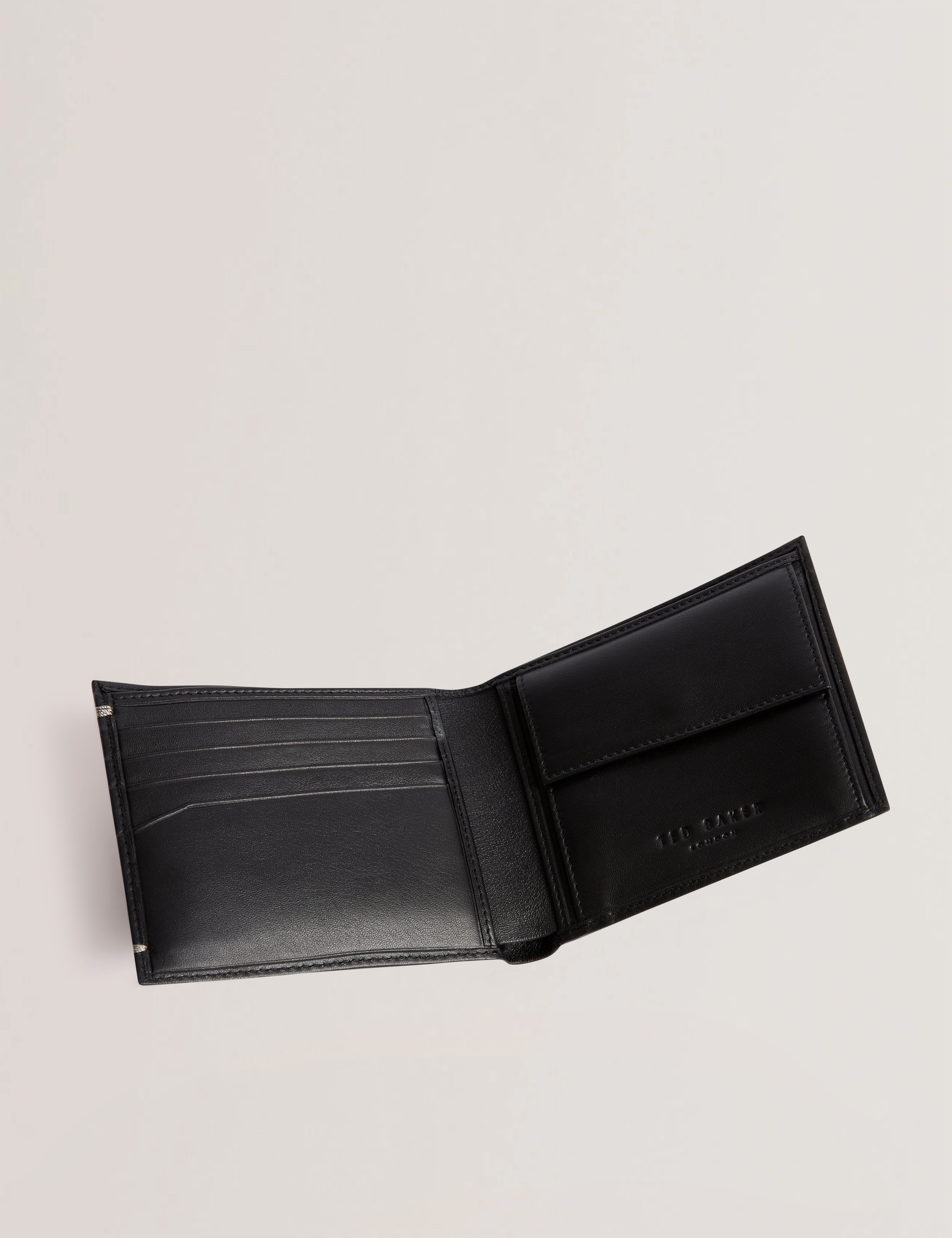 Harrvee Bifold Coin Leather Wallet Black