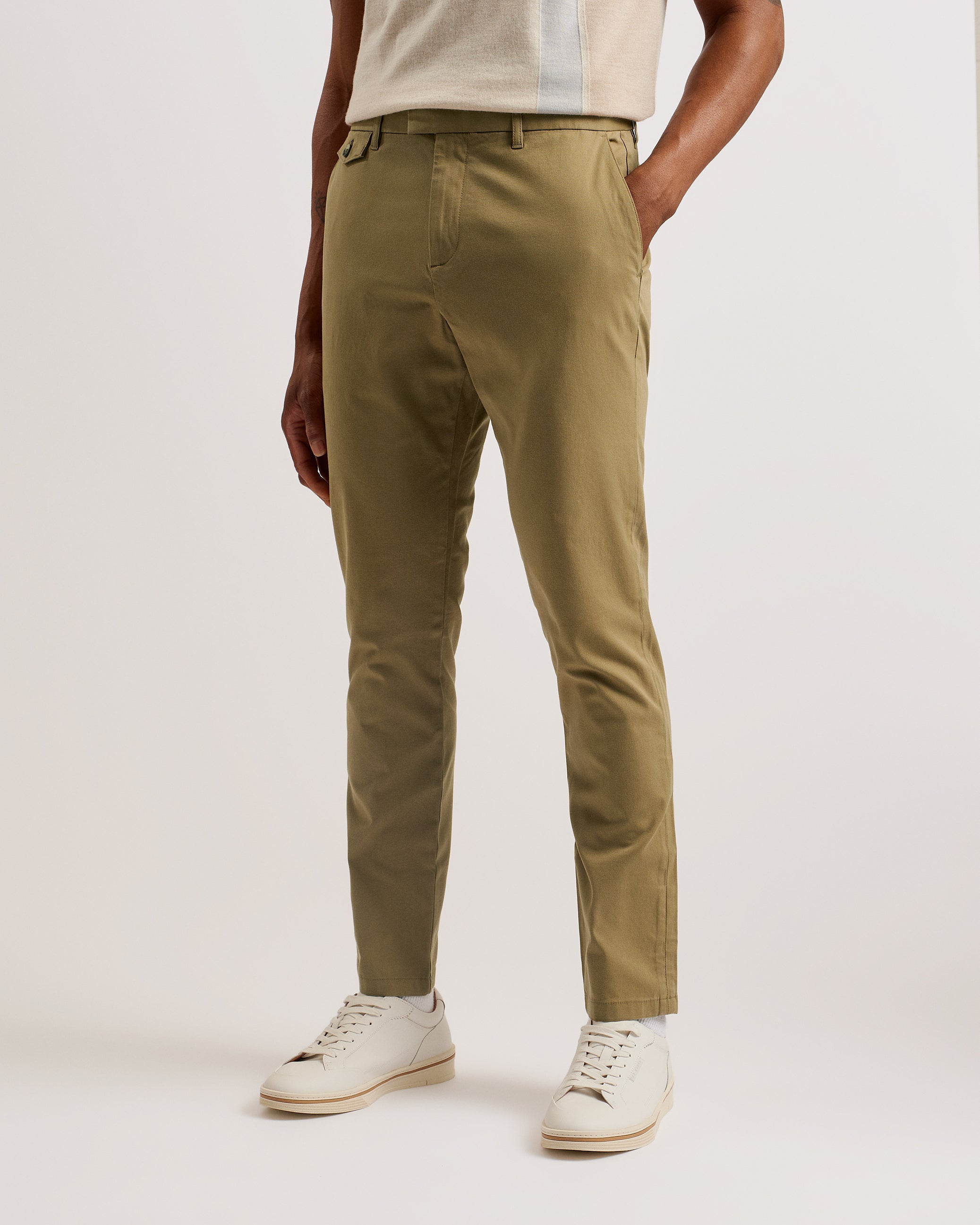 Haydae Slim Fit Textured Chino Trouser Tan