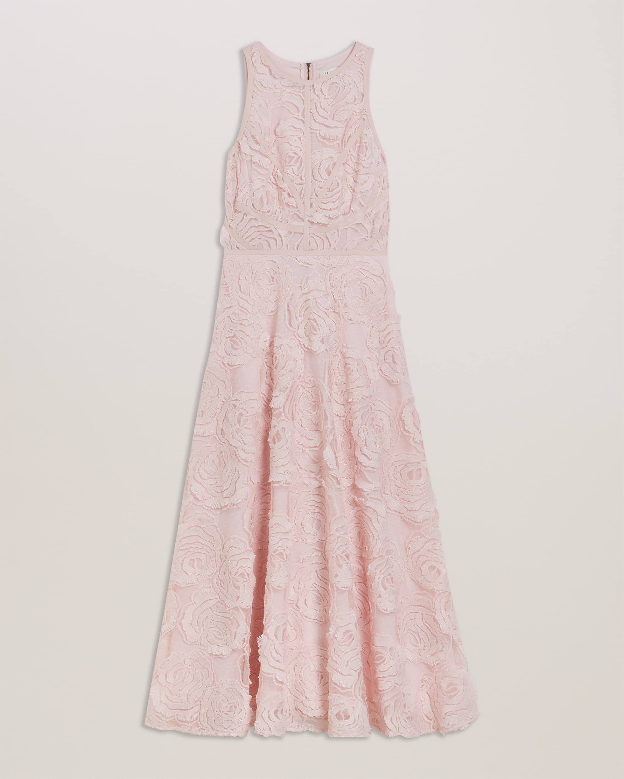 Ullaa Sleeveless Midaxi Dress With Rose Texture Lt-Pink