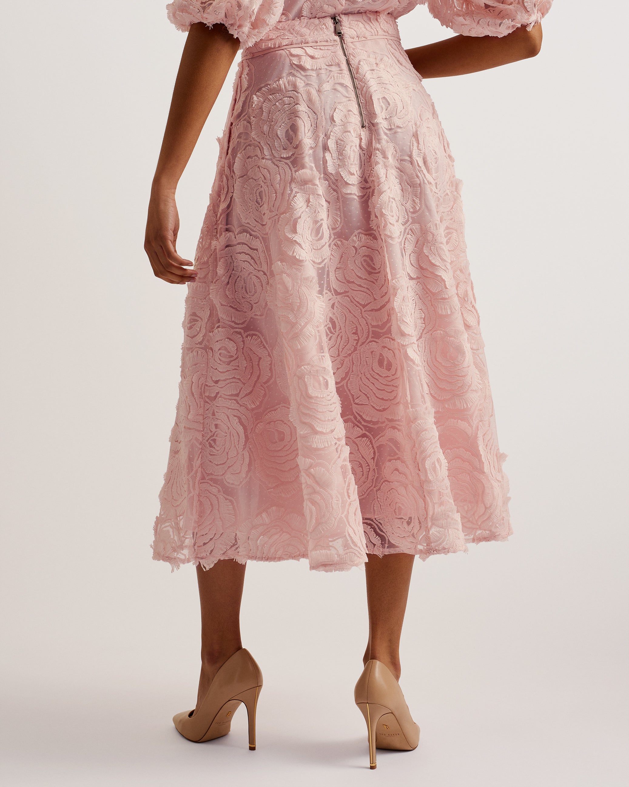Louelaa Midi Skirt With Pleats Lt-Pink