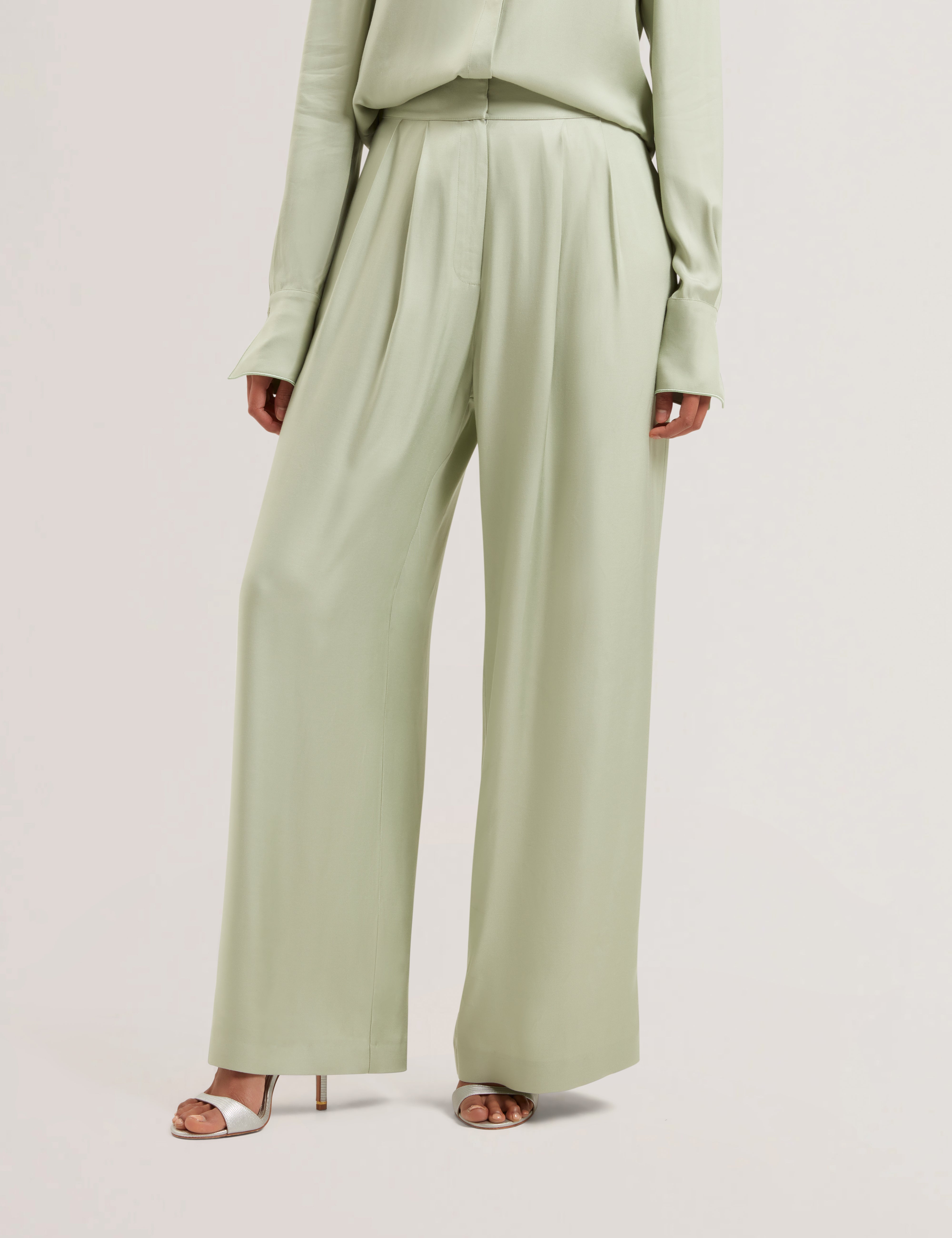 Krissi Wide Leg Trouser Lt-Green