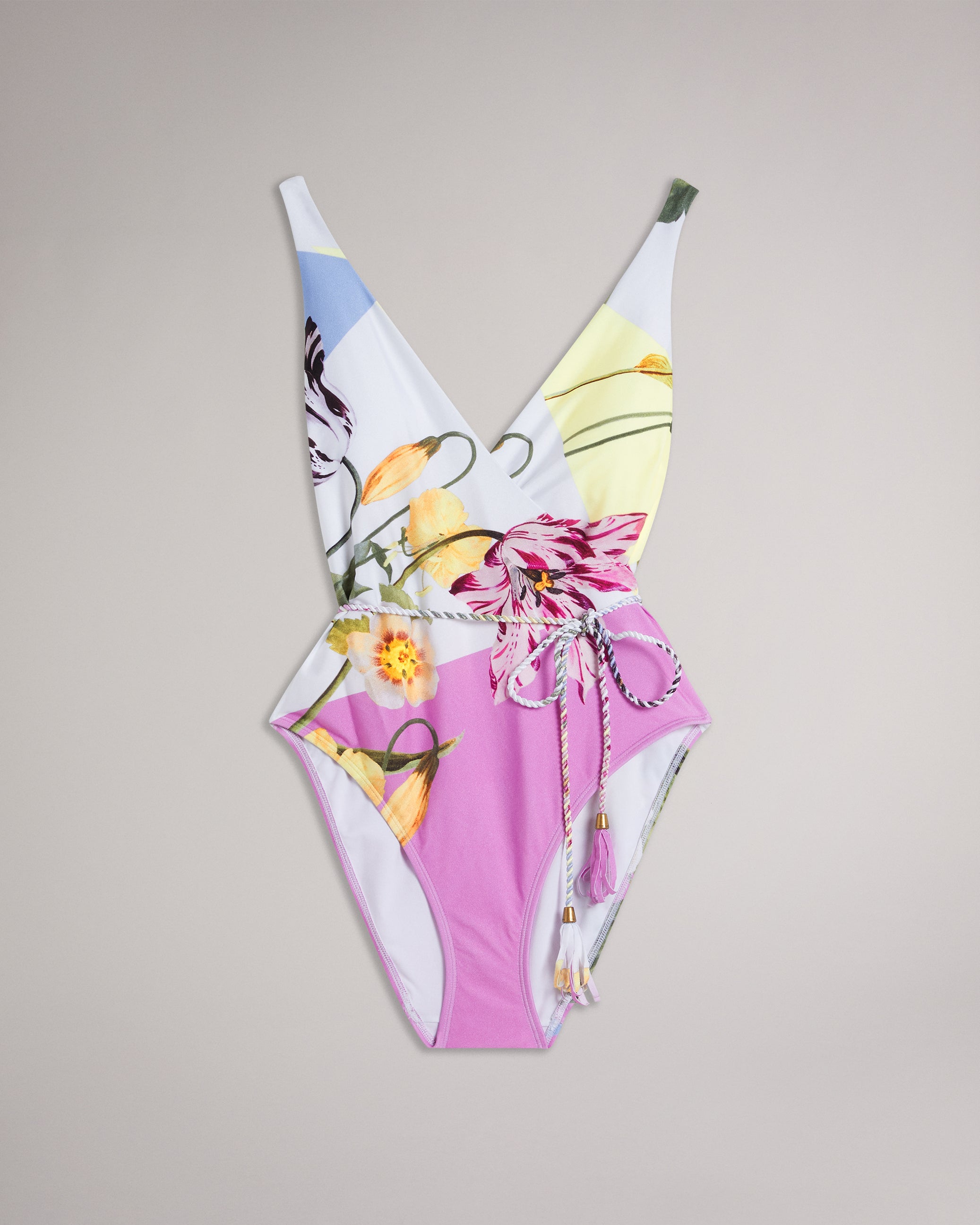 Rozieh Tie Front Plunge Swimming Costume