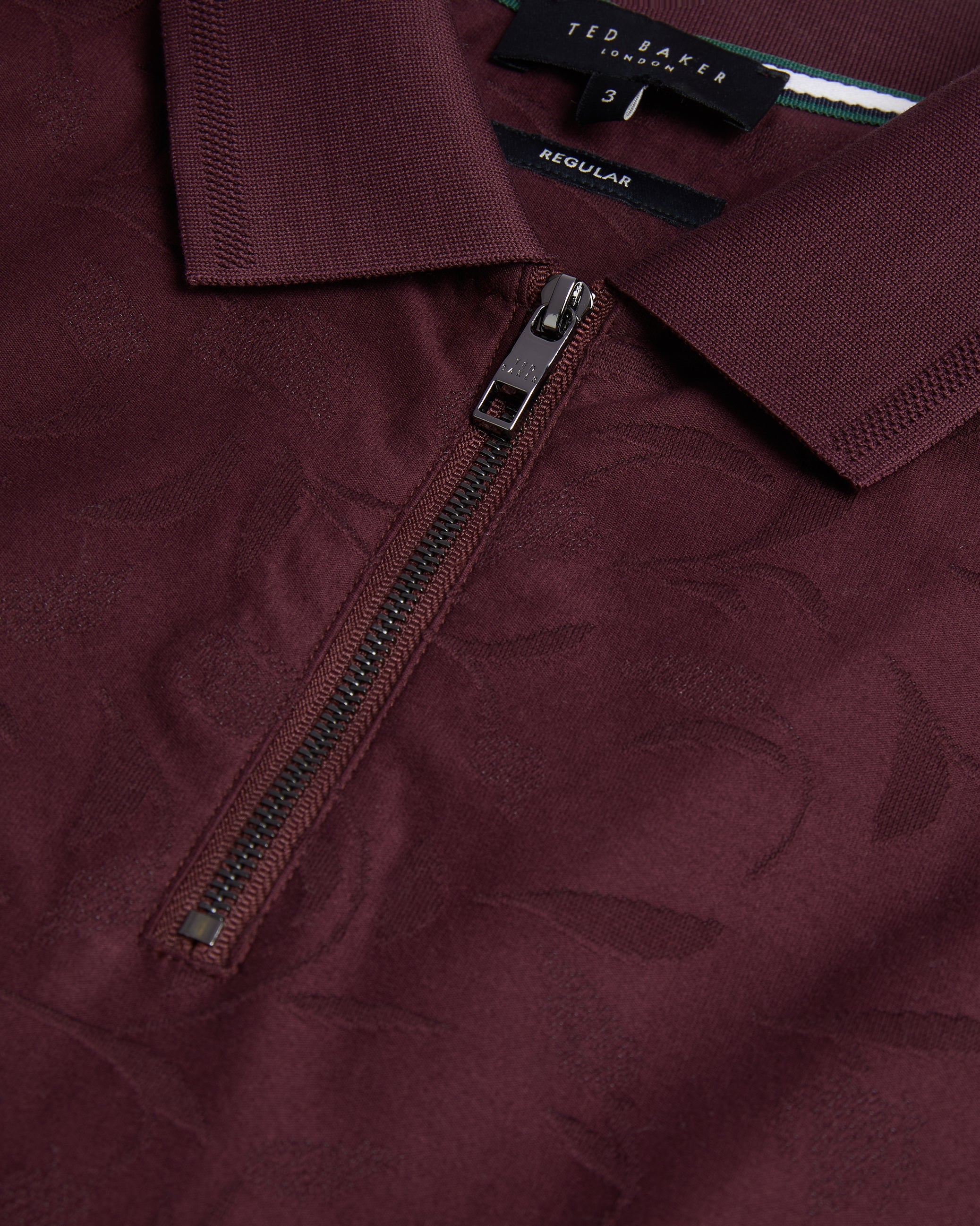Polenn Short Sleeve Regular Textured Half-Zip Polo Maroon