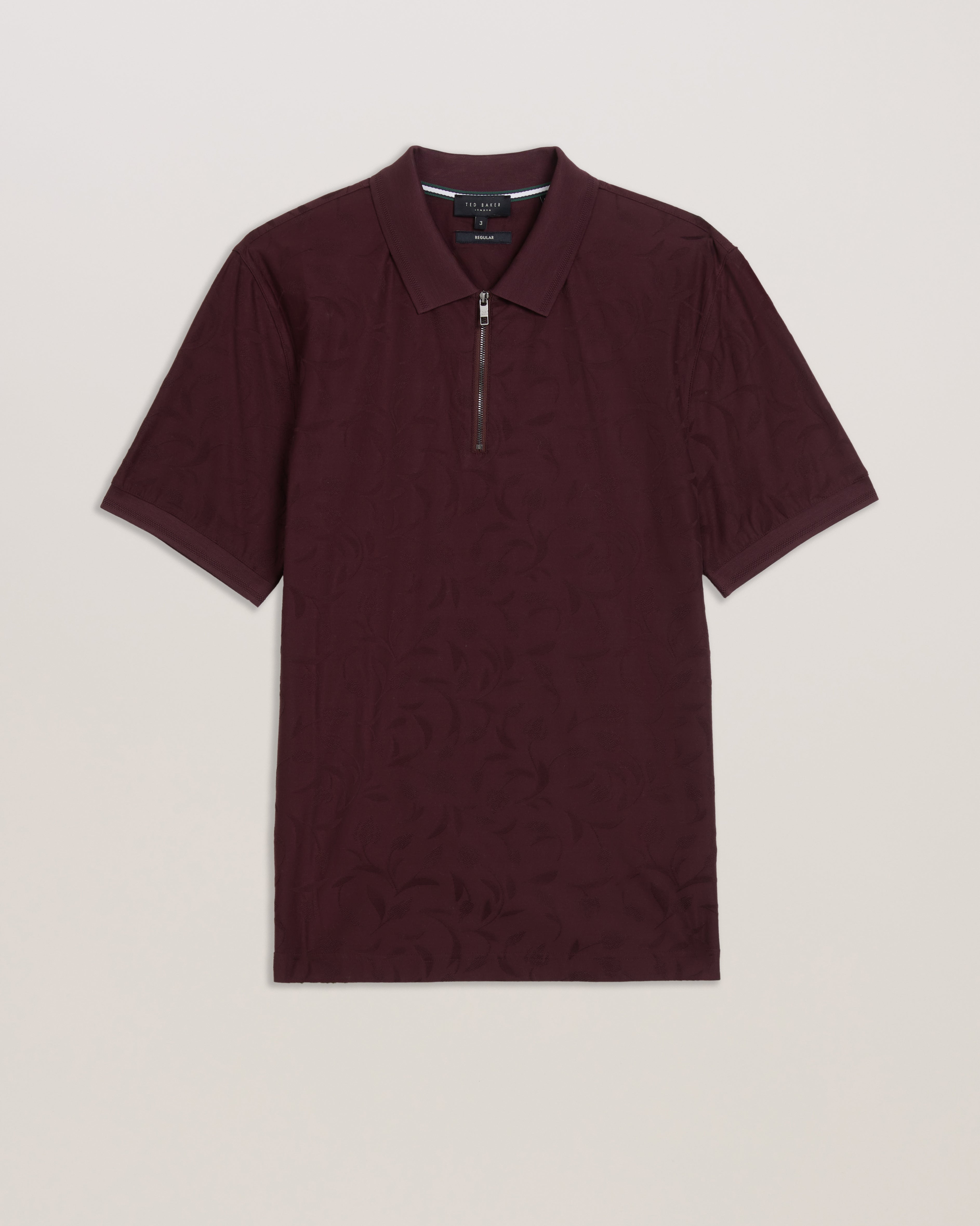 Polenn Short Sleeve Regular Textured Half-Zip Polo Maroon